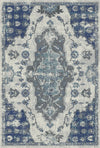 Byzantine Indigo Abstrakter Medaillon Teppich Blau