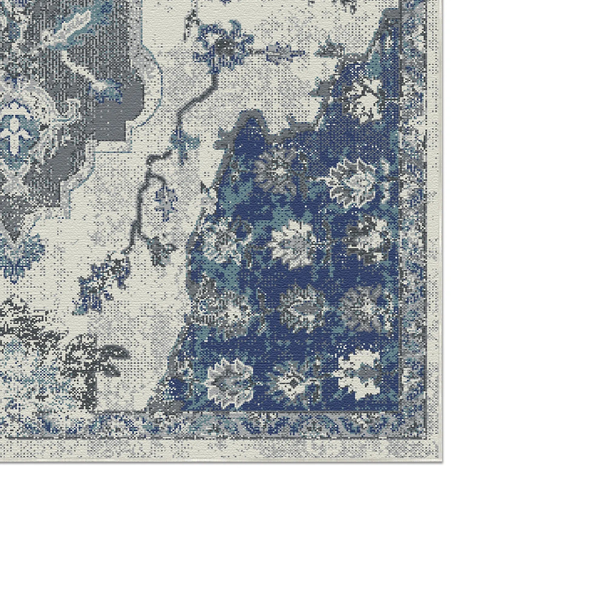Byzantine Indigo Abstrakter Medaillon Teppich