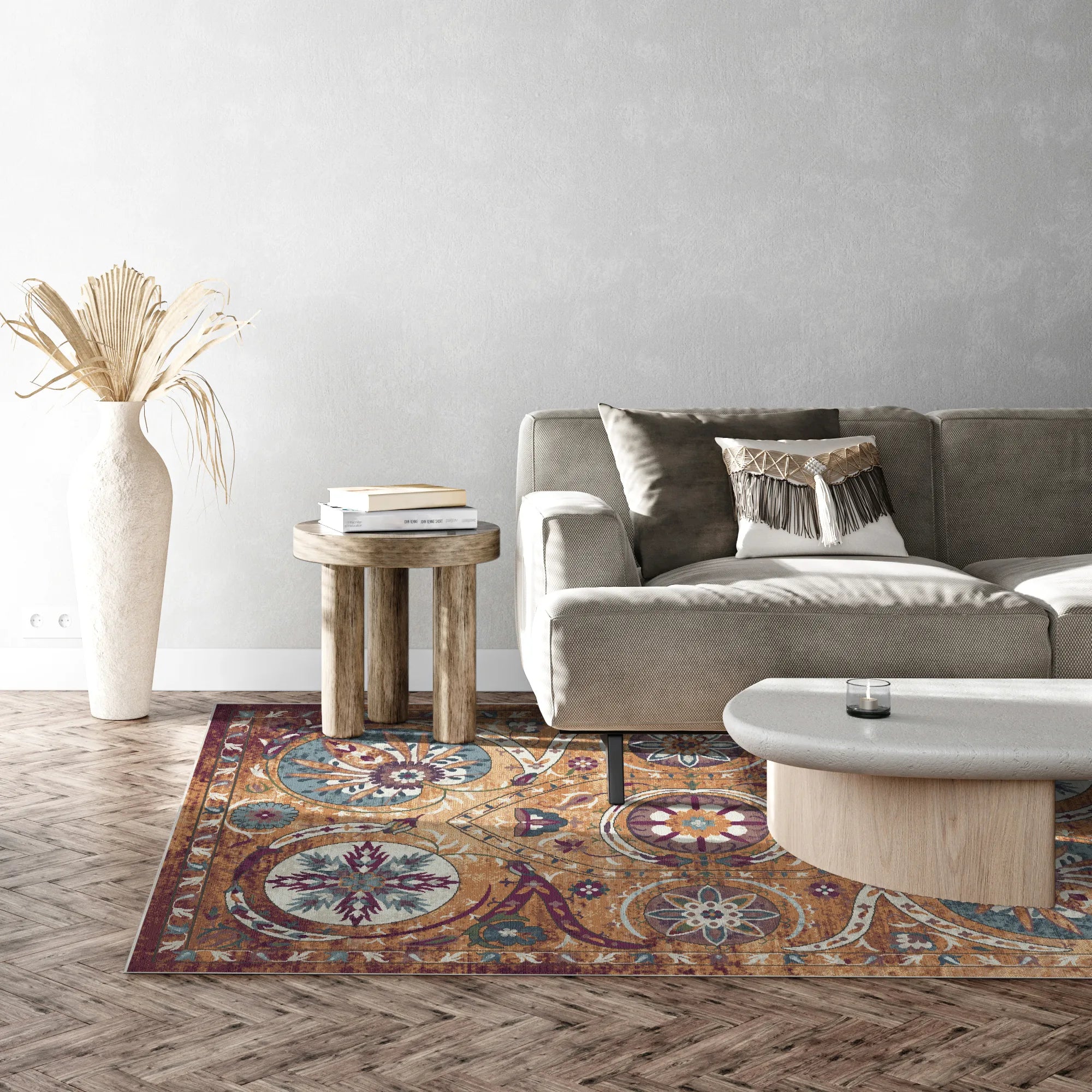 Exotischer Medaillon Teppich aus Buchara Safran