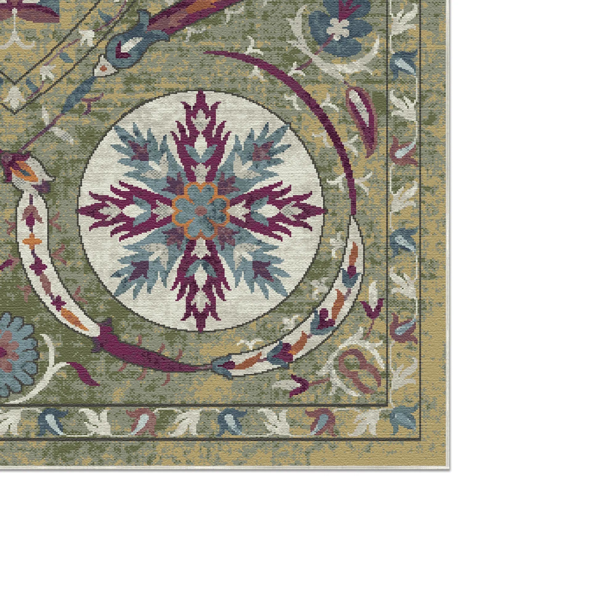 Bukhara Olive Exotischer Medaillon Teppich