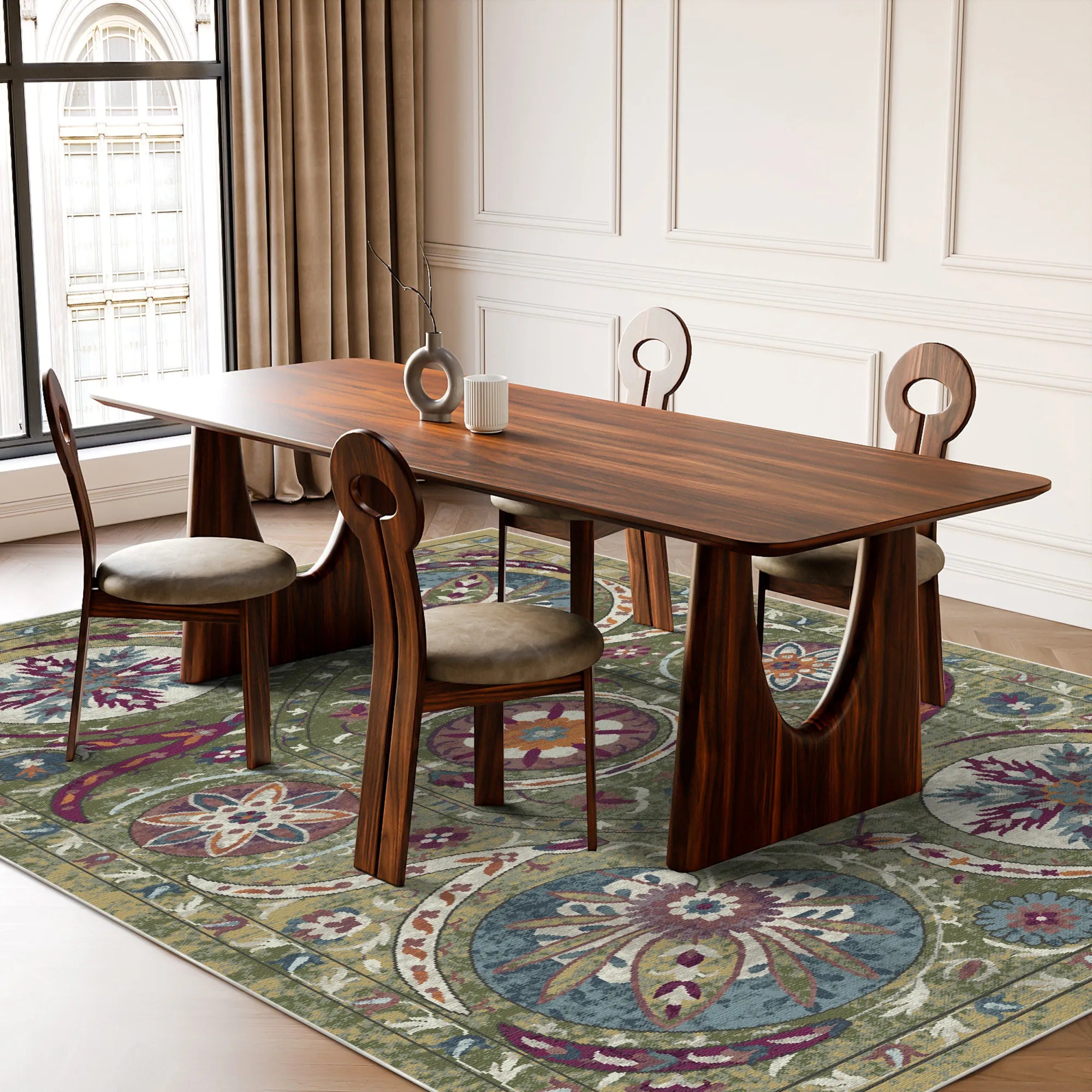 Bukhara Olive Exotischer Medaillon Teppich