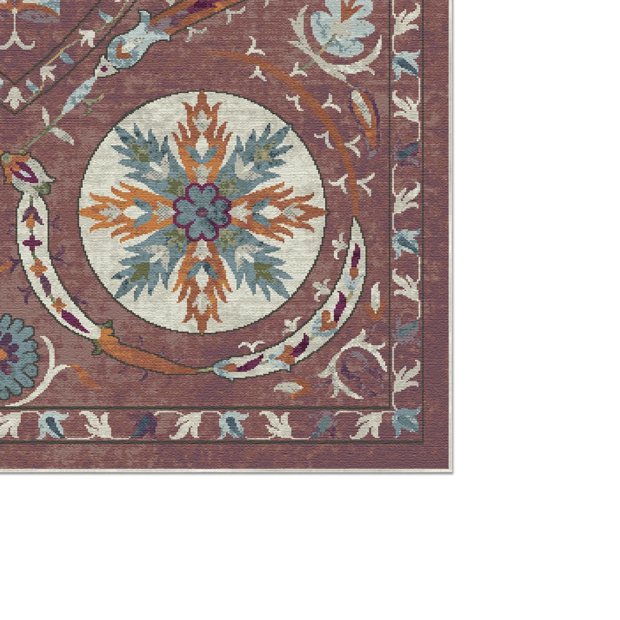 Bukhara Rose Exotischer Medaillon Teppich