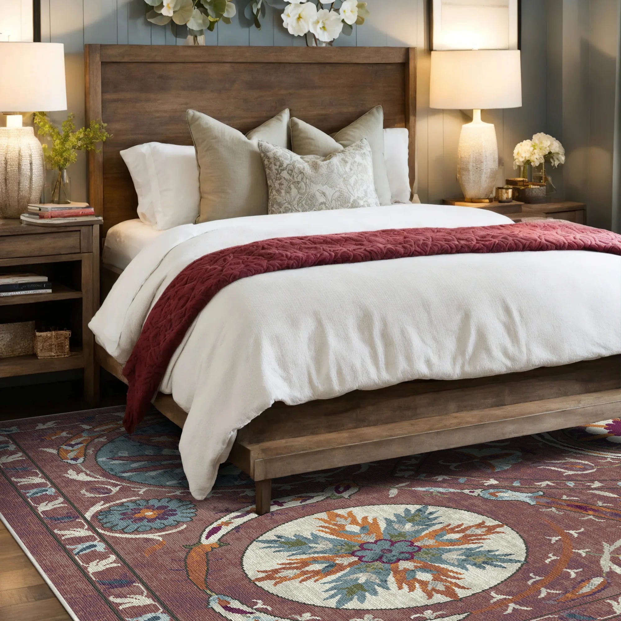 Bukhara Rose Exotischer Medaillon Teppich