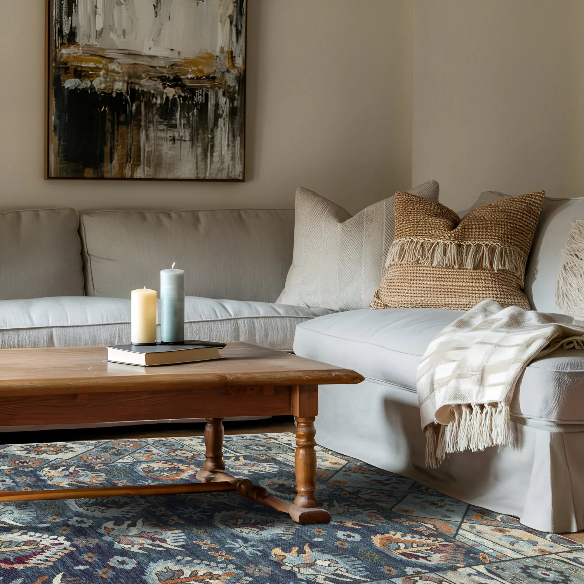 Shirvan Indigo Traditioneller Geometrischer Teppich