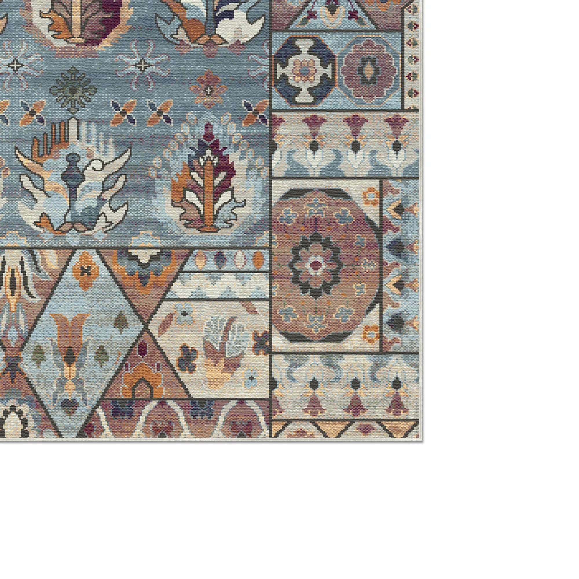 Shirvan Azure Traditioneller Geometrischer Teppich
