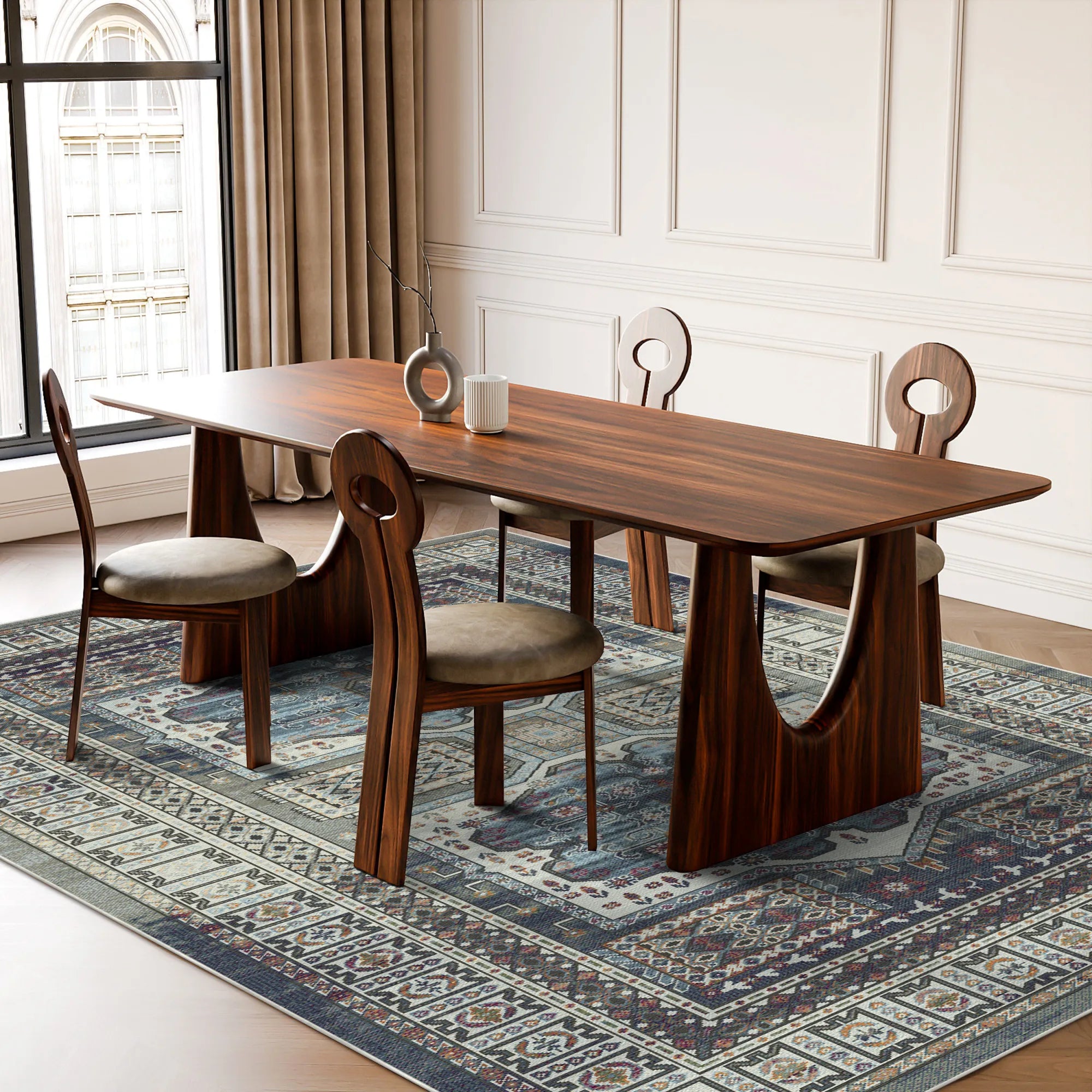 Samarkand Night Ethnischer Medaillon Teppich