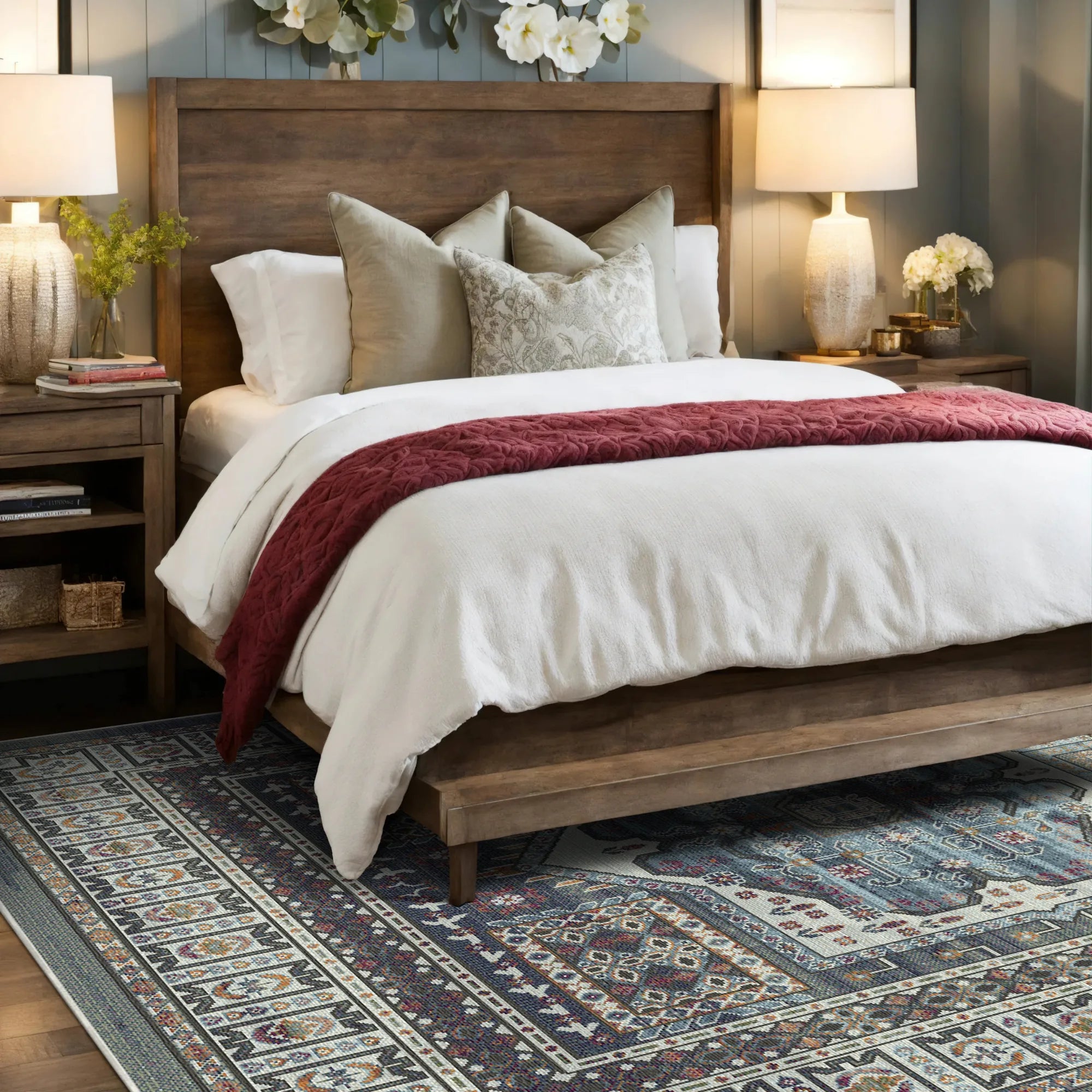 Samarkand Night Ethnischer Medaillon Teppich