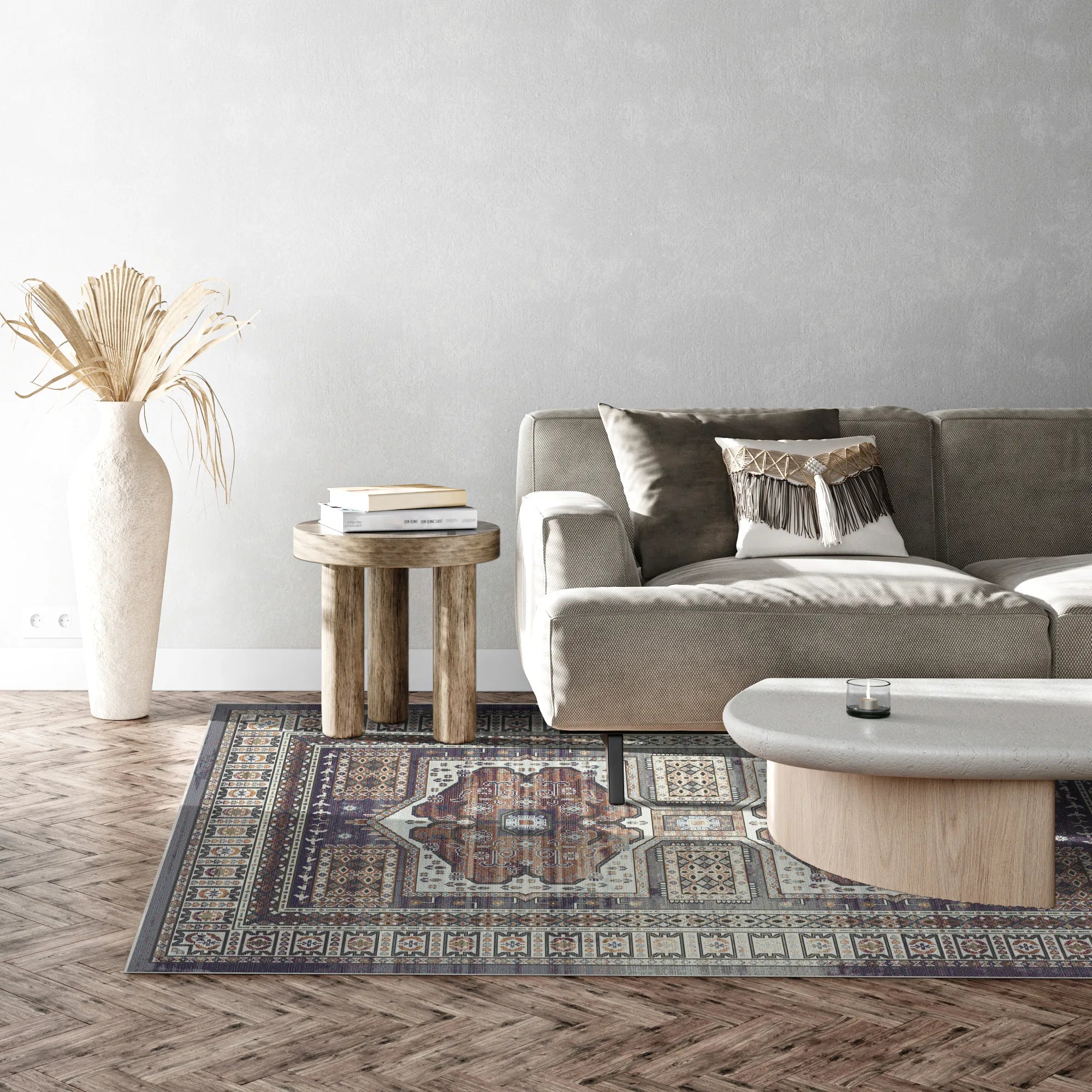Samarkand Amber Ethnischer Medaillon Teppich