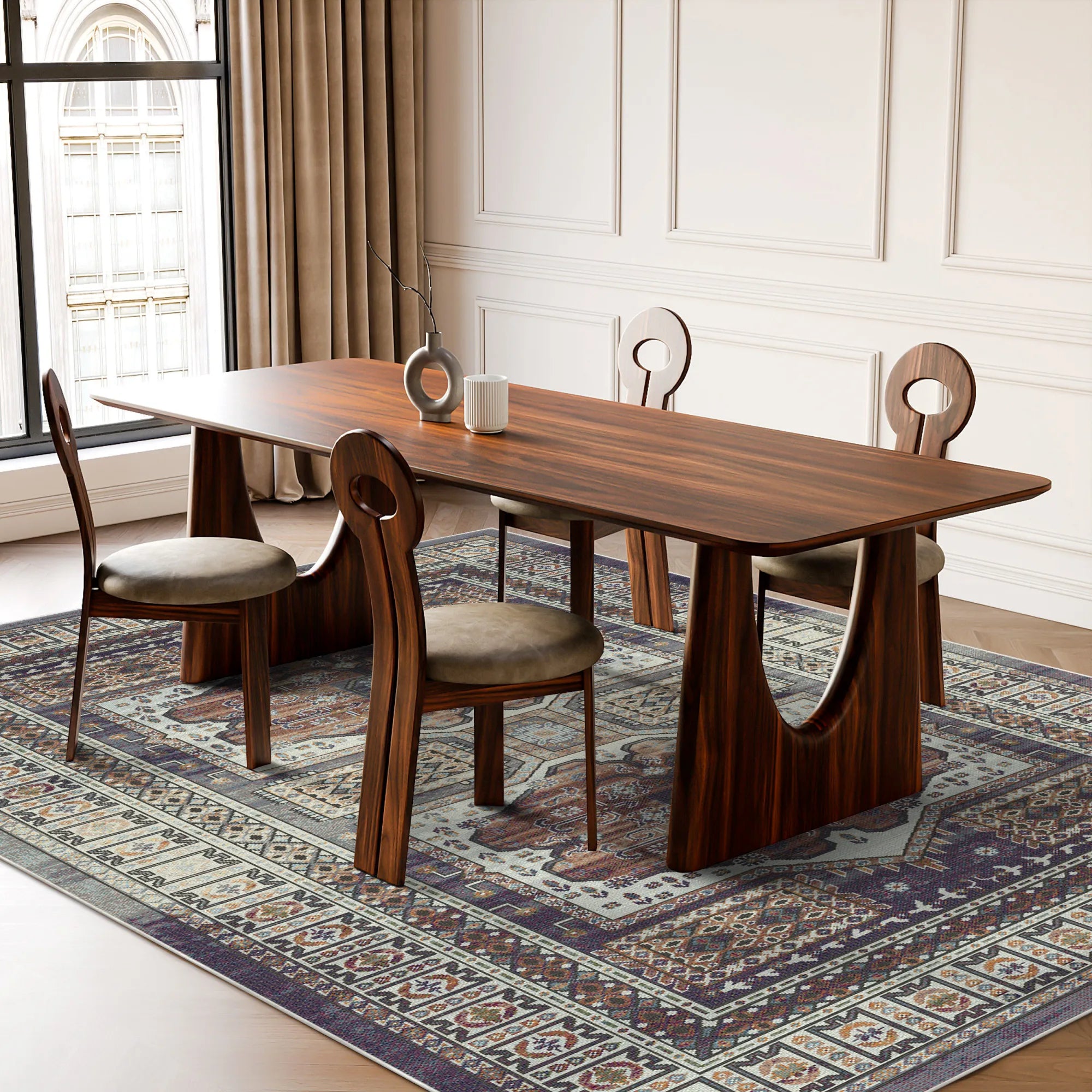 Samarkand Amber Ethnischer Medaillon Teppich