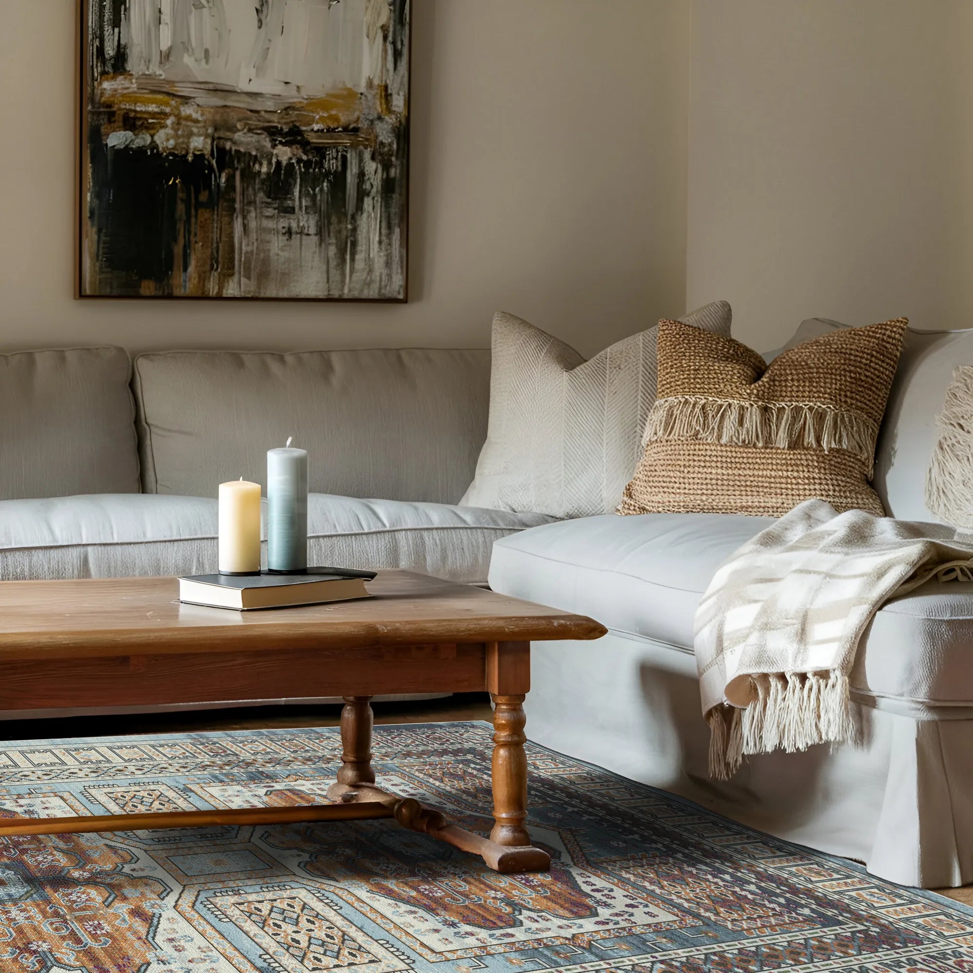 Samarkand Oasis Ethnischer Medaillon Teppich