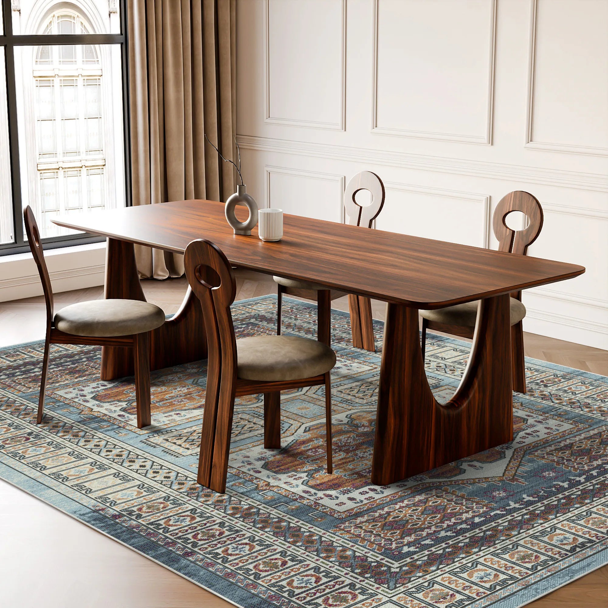 Samarkand Oasis Ethnischer Medaillon Teppich