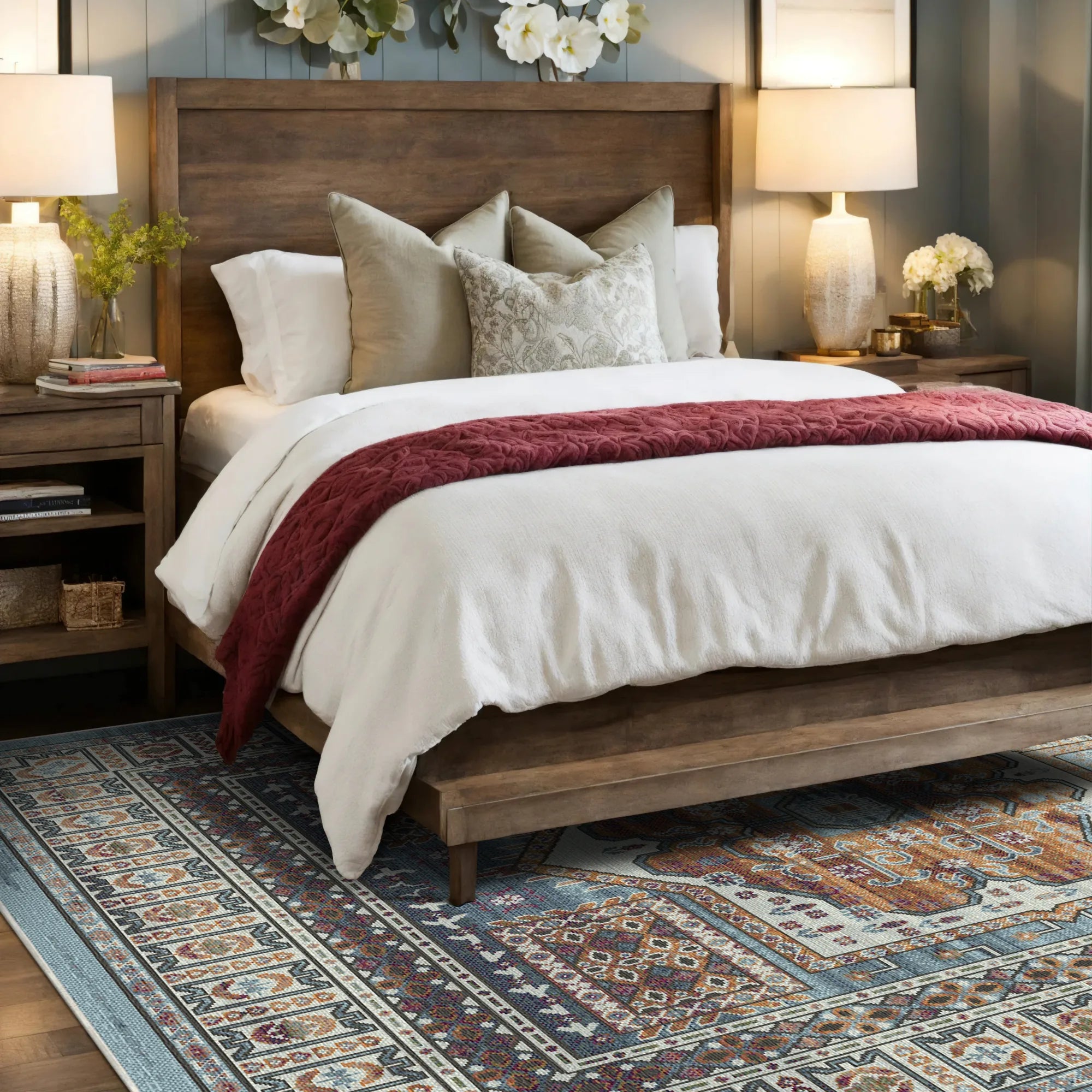 Samarkand Oasis Ethnischer Medaillon Teppich