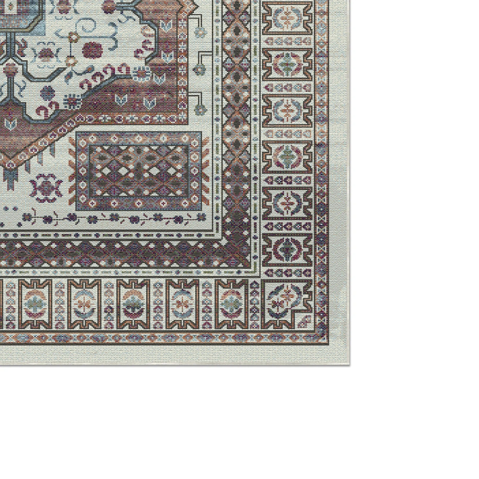 Samarkand Ivory Ethnischer Medaillon Teppich