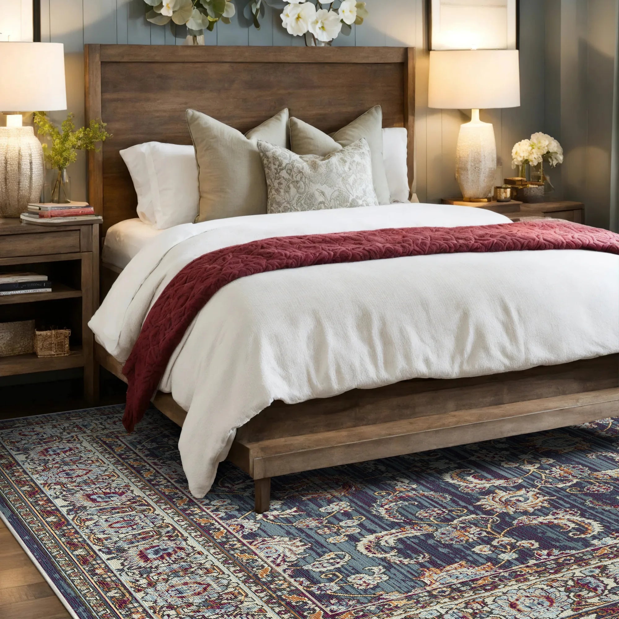 Royal Vine Indigo Floral Teppich