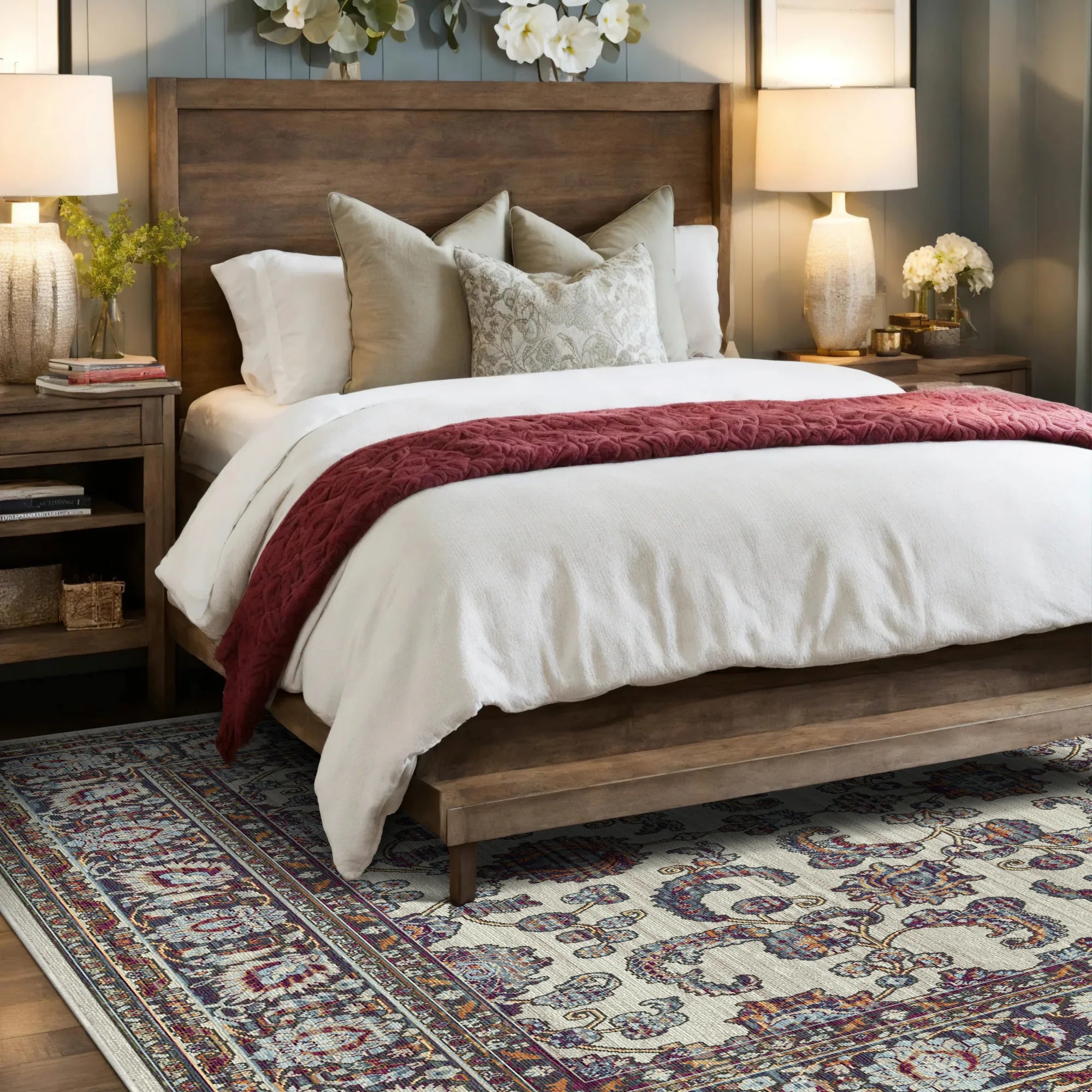 Royal Vine Elfenbeinfarbener Blumenteppich