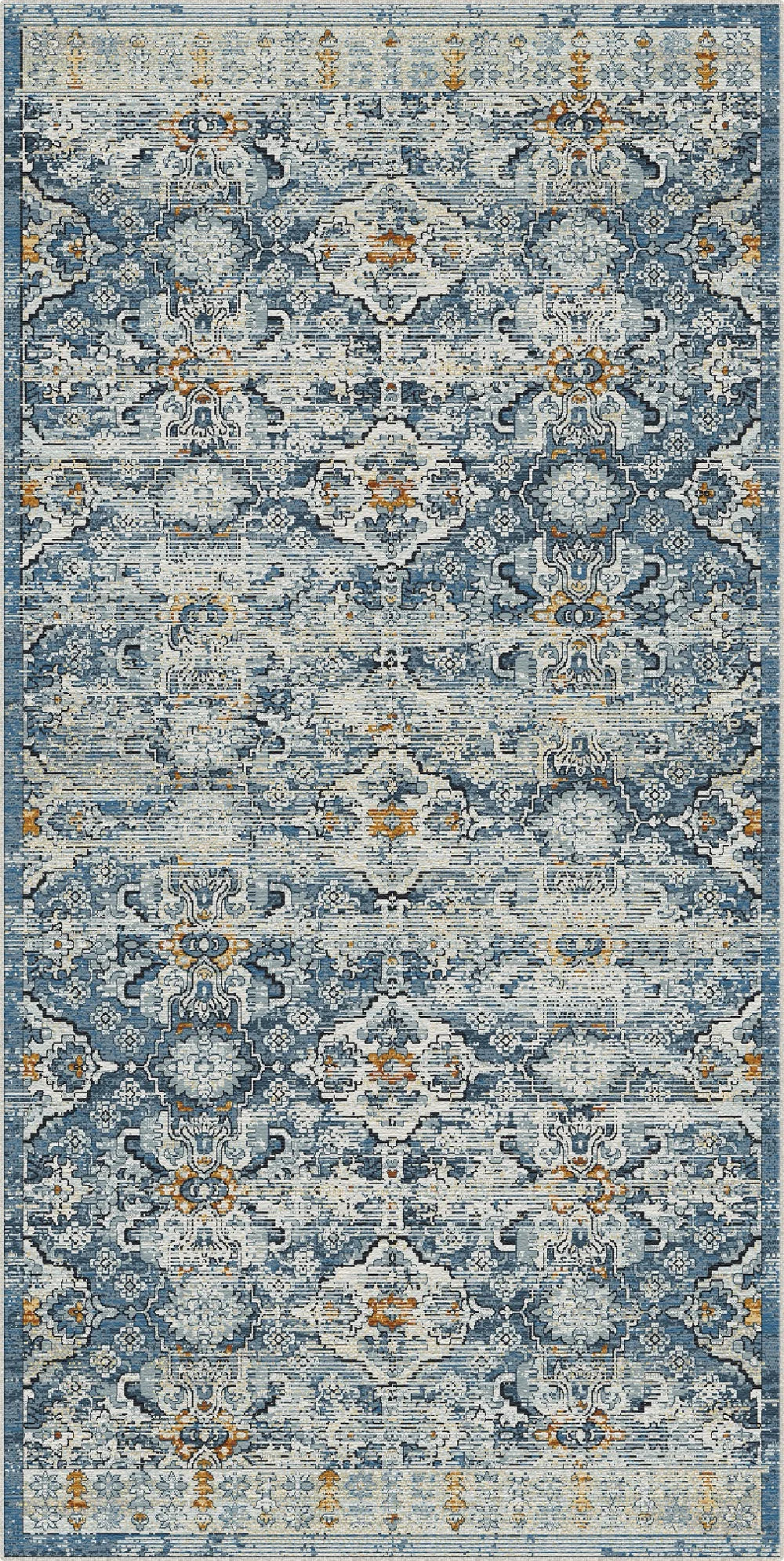Antiker Indigo Serapi Gitter Teppich