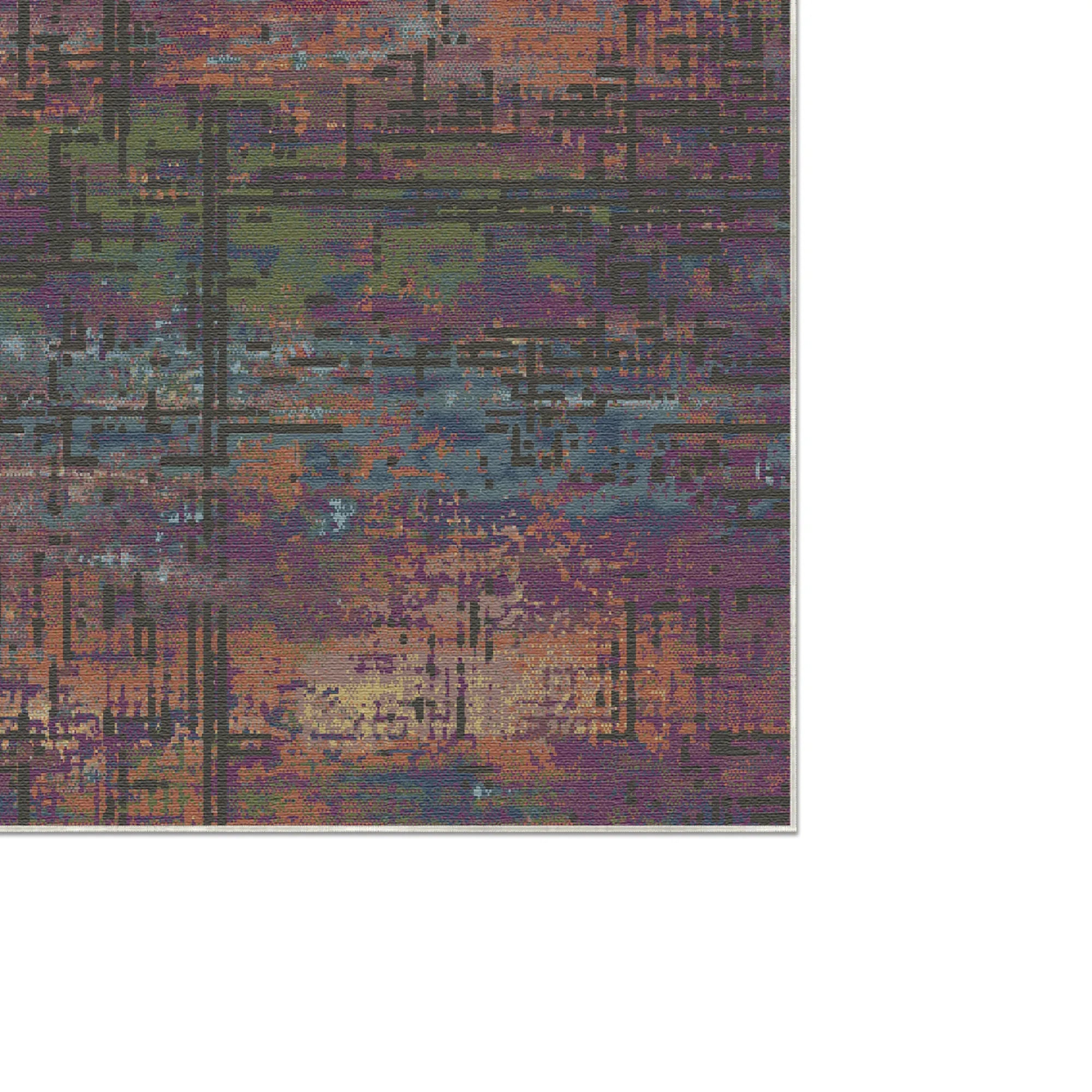 Mystischer Pflaumenfarbener Abstrakter Glitch Teppich