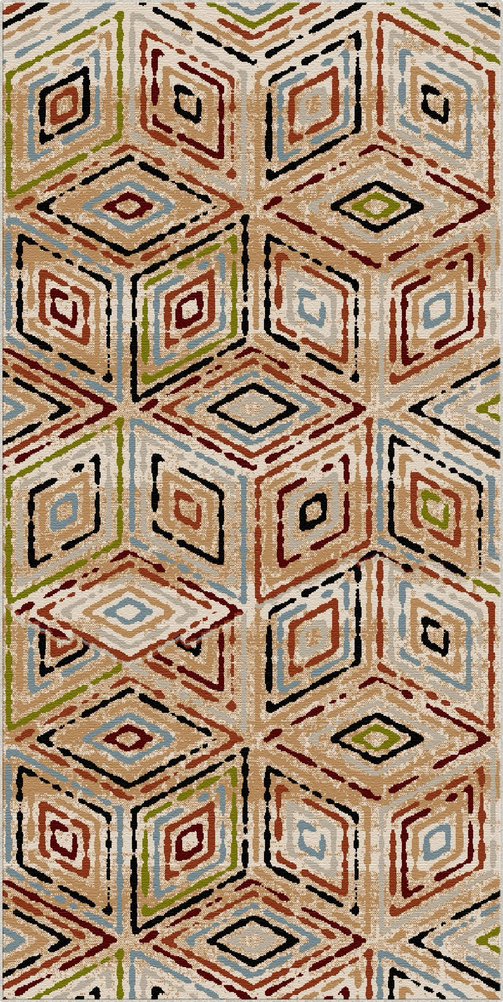 Lebendiger Boho Geometrischer Diamant Teppich