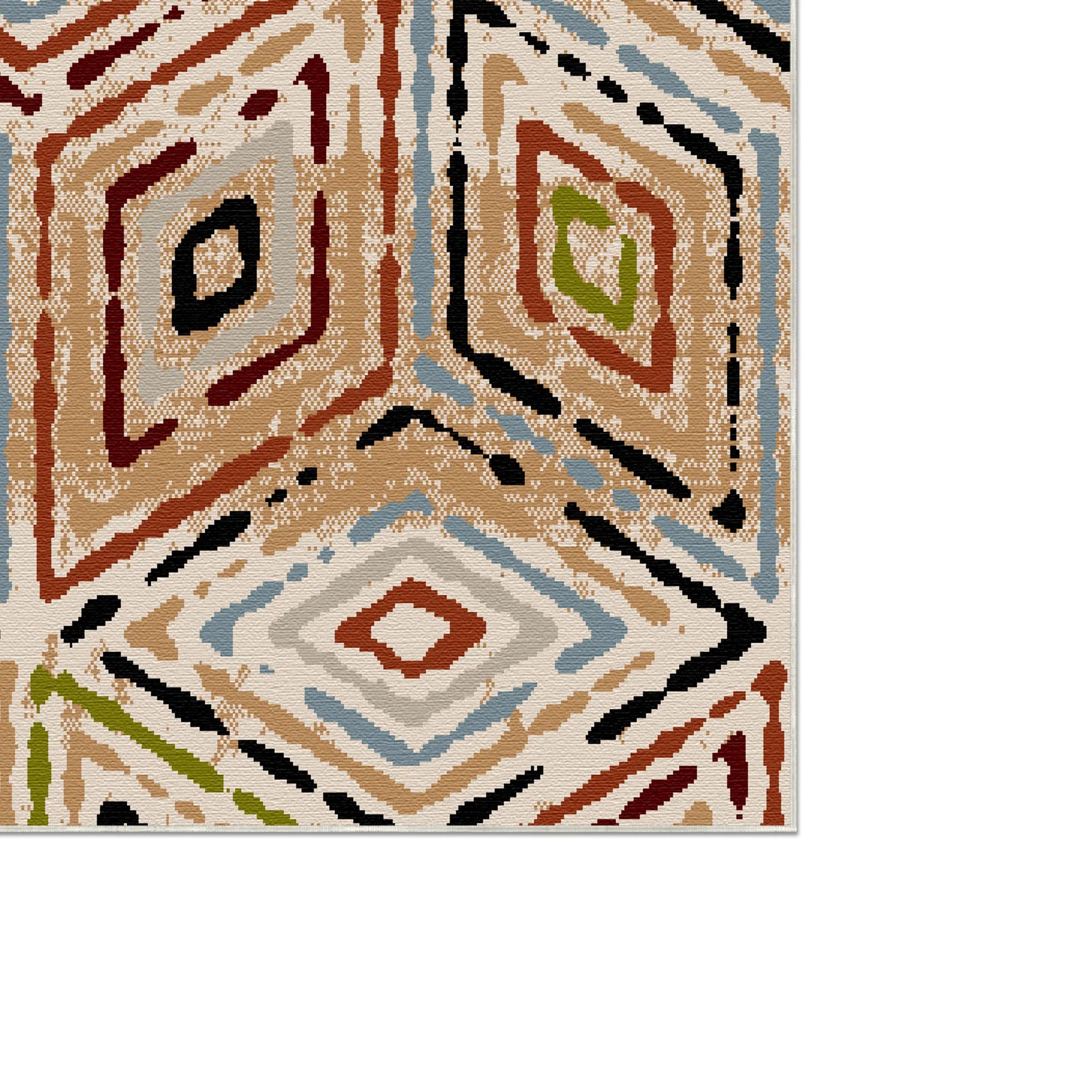 Lebendiger Boho Geometrischer Diamant Teppich