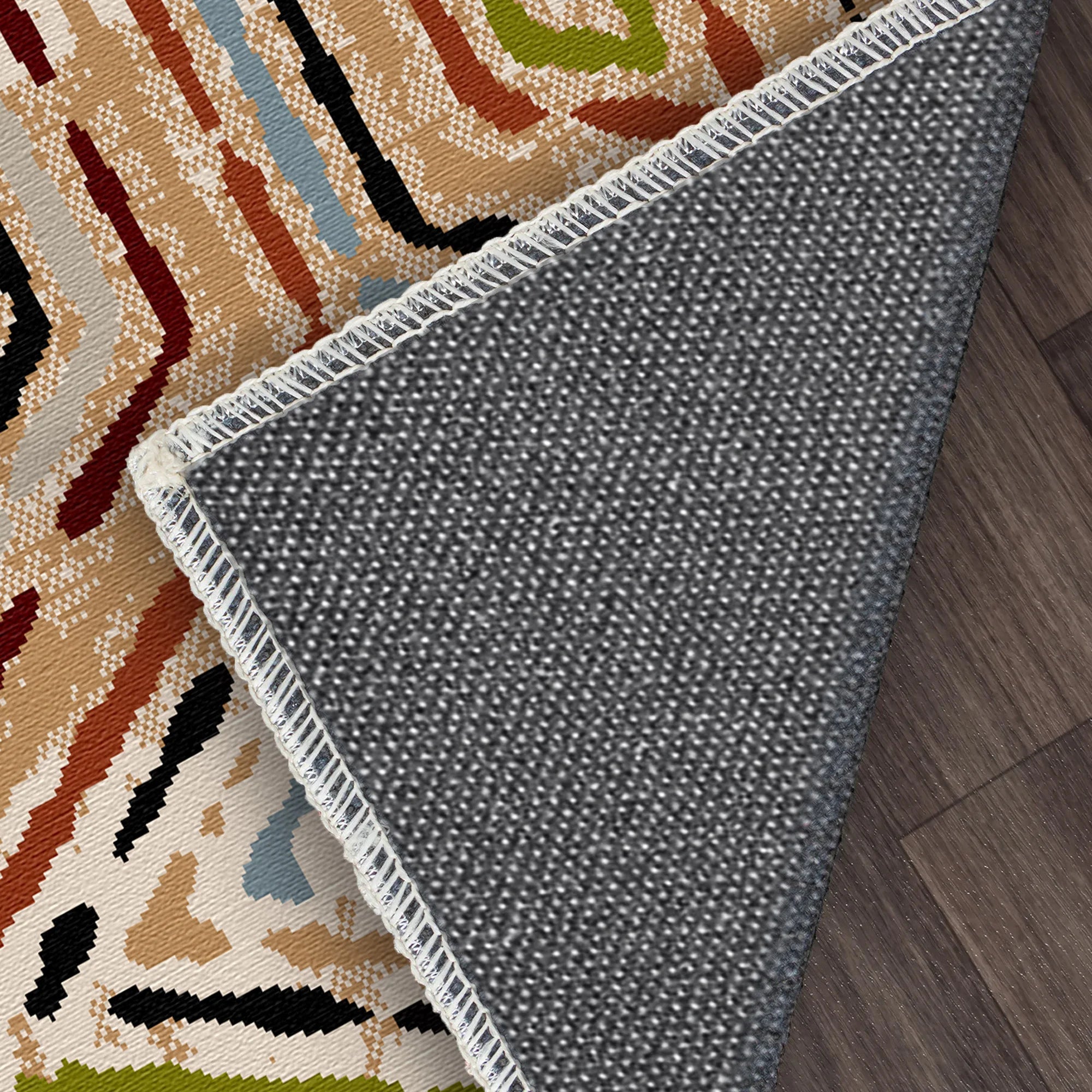 Lebendiger Boho Geometrischer Diamant Teppich