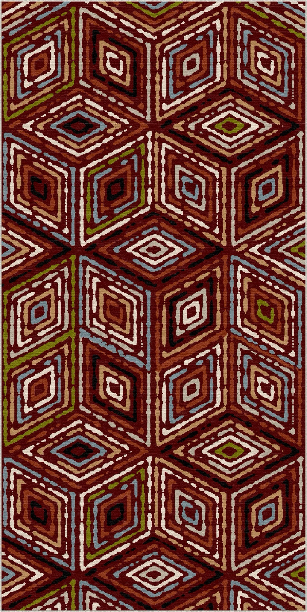 Rustikaler Roter Tribal Diamant Teppich