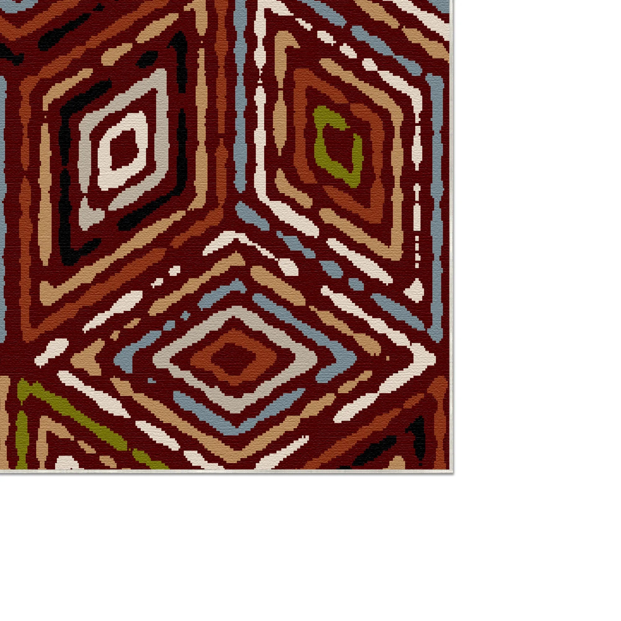 Rustikaler Roter Tribal Diamant Teppich
