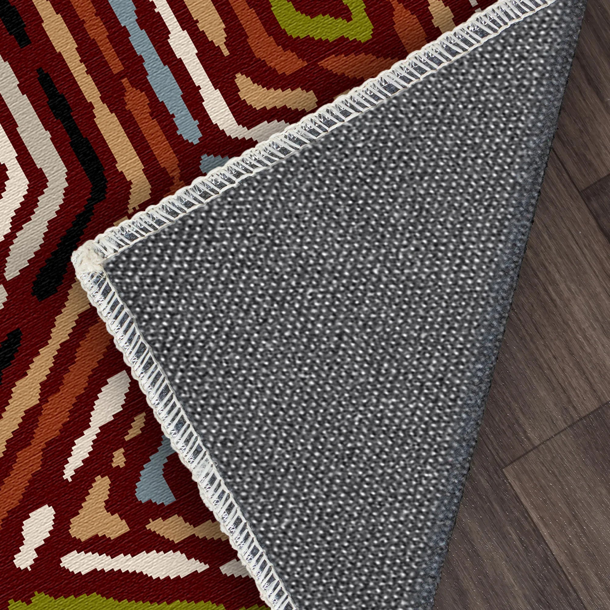 Rustikaler Roter Tribal Diamant Teppich
