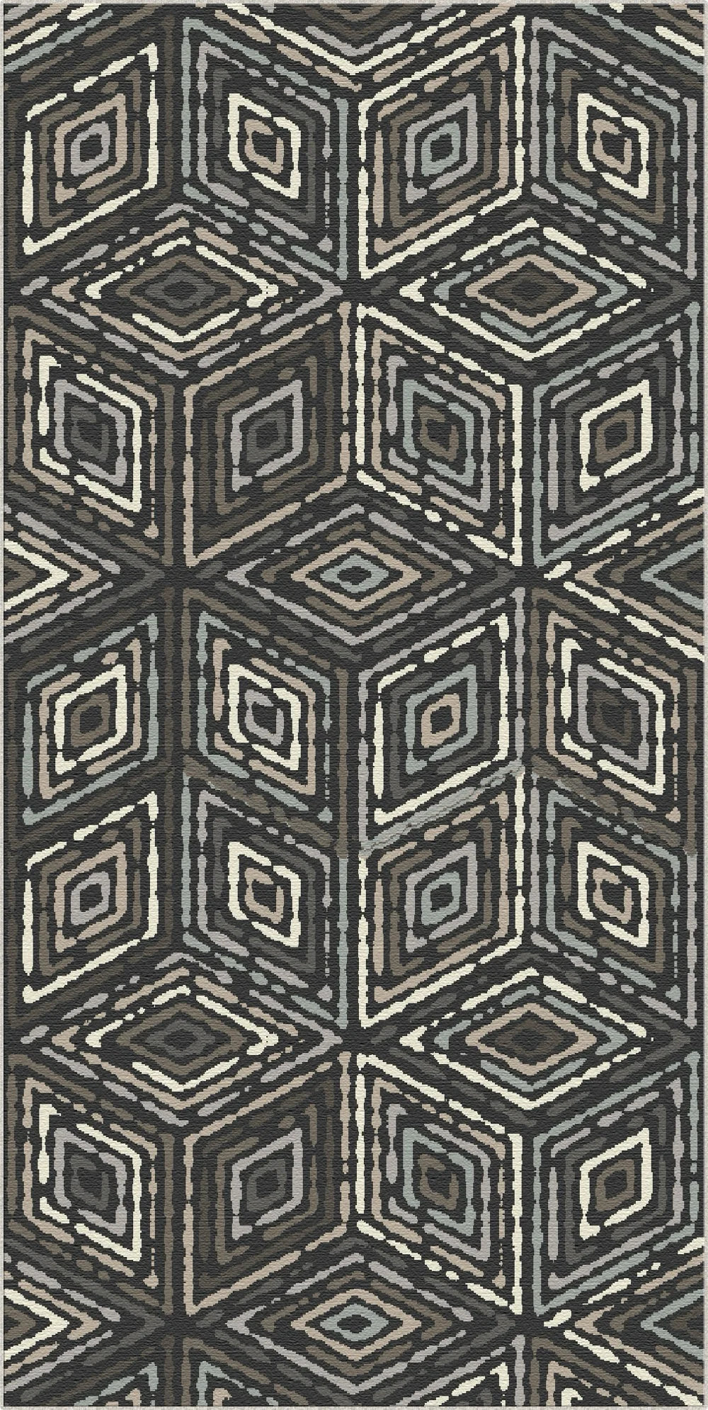 Moderner Anthrazit Tribal Diamant Teppich