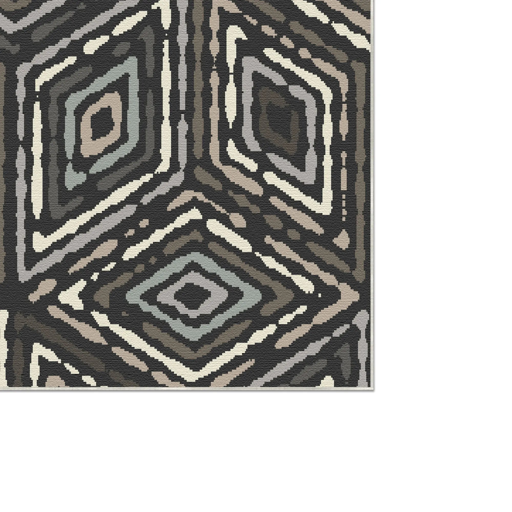 Moderner Anthrazit Tribal Diamant Teppich