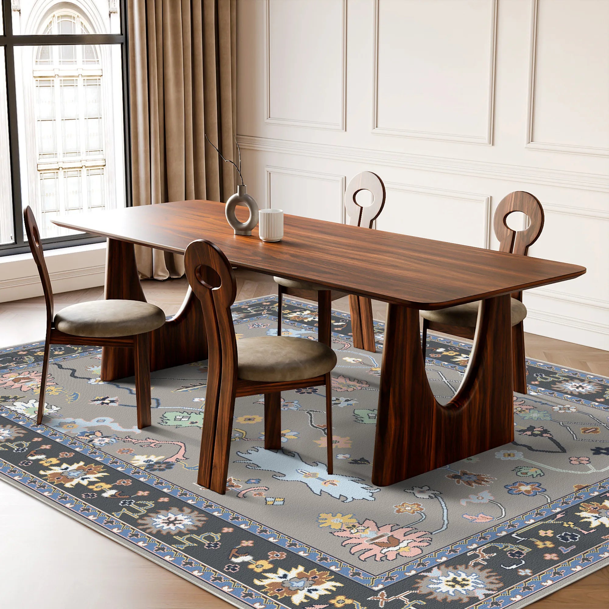 Aura Charcoal Meadow Floral Teppich