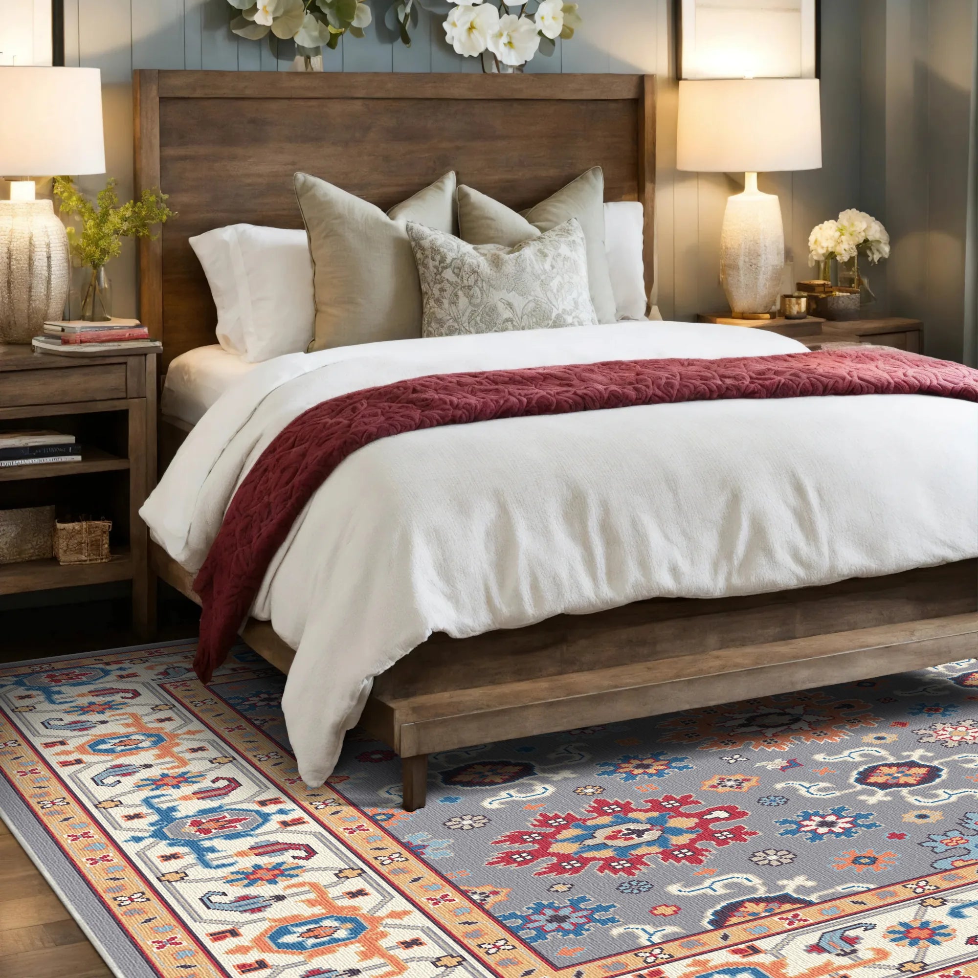 Kaya Azure Palastmedaillon Teppich