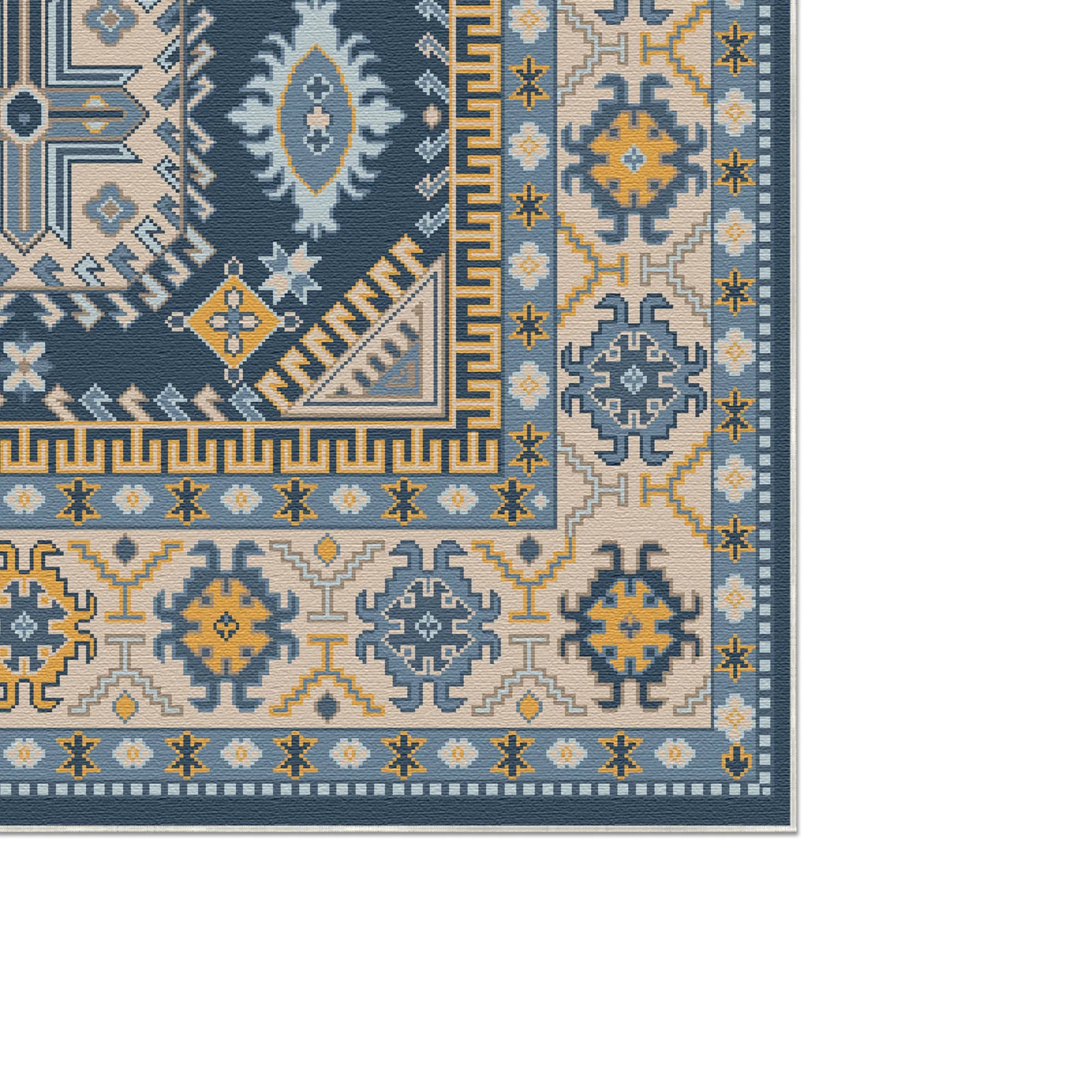 Milo Indigo Schild Geometrischer Teppich