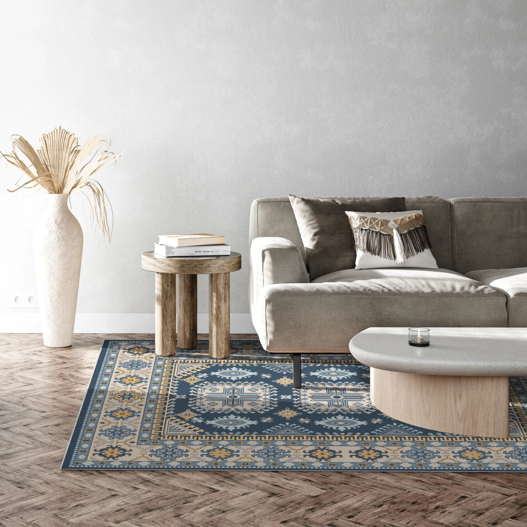 Milo Indigo Schild Geometrischer Teppich