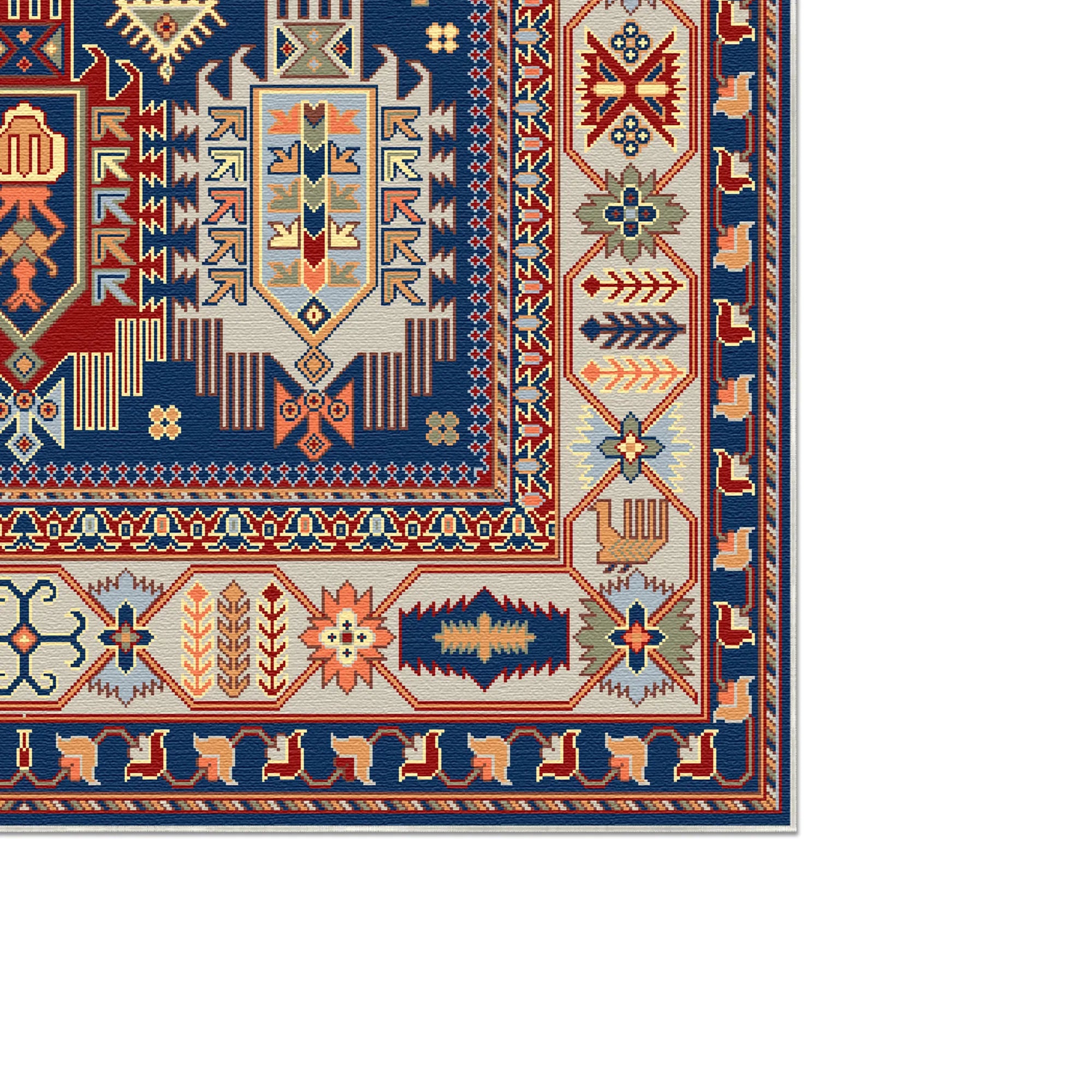 Atlas Indigo Dynastie Geometrischer Teppich