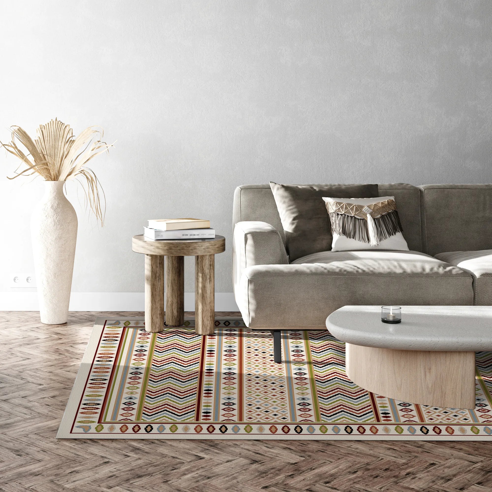 Gemalter Mesa Geometrischer Waschbarer Teppich