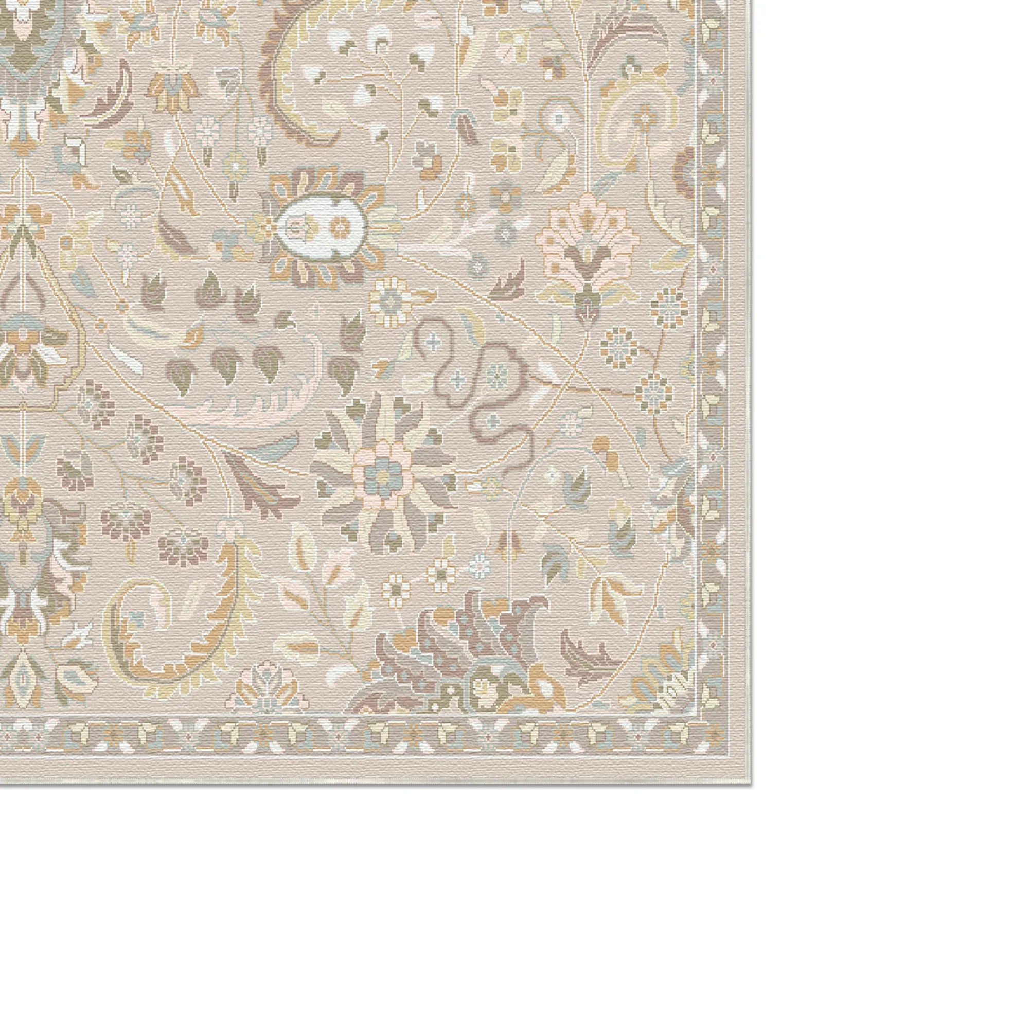 Vela Sand Vintage Blumen-Teppich