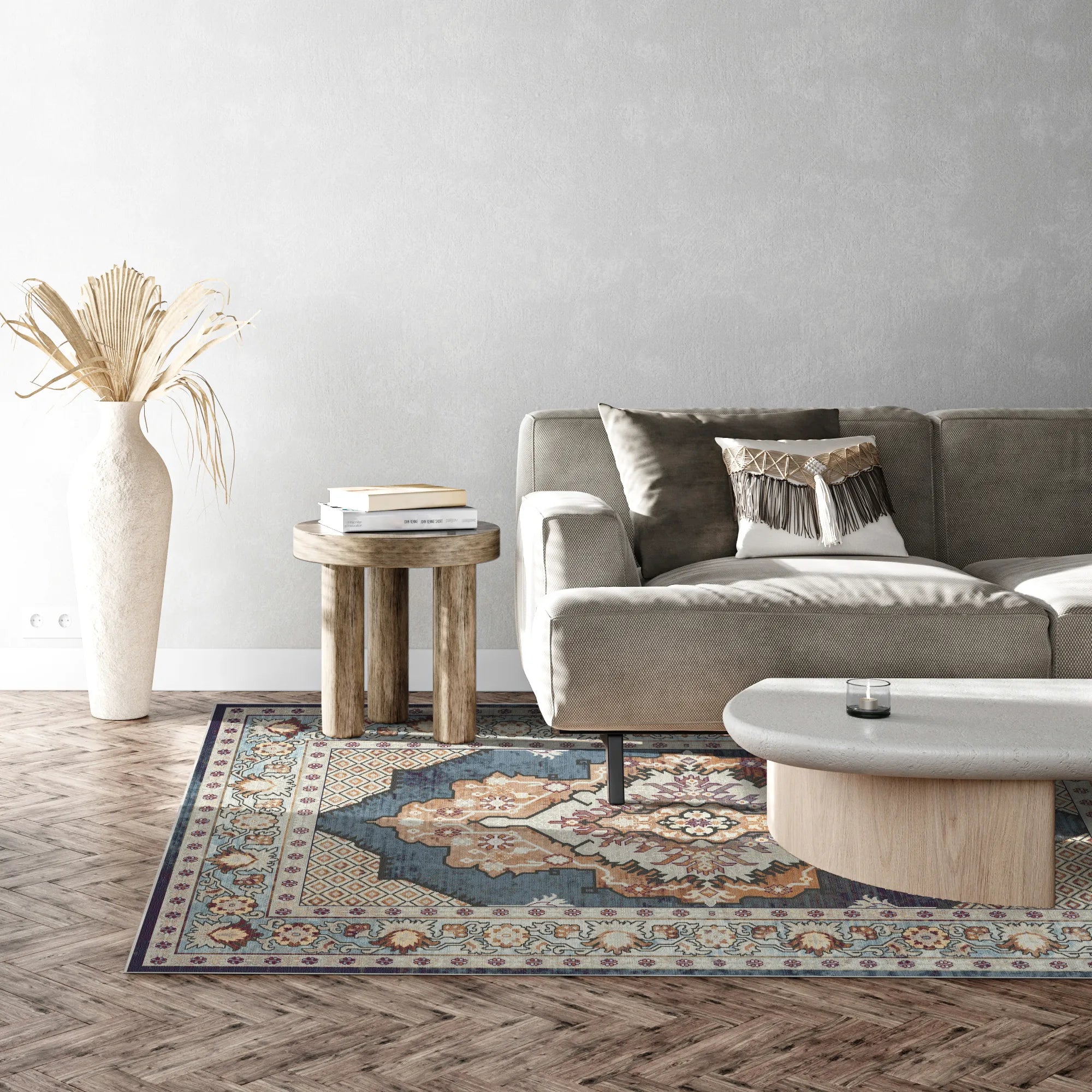 Atlas Slate Diamond Medallion Teppich