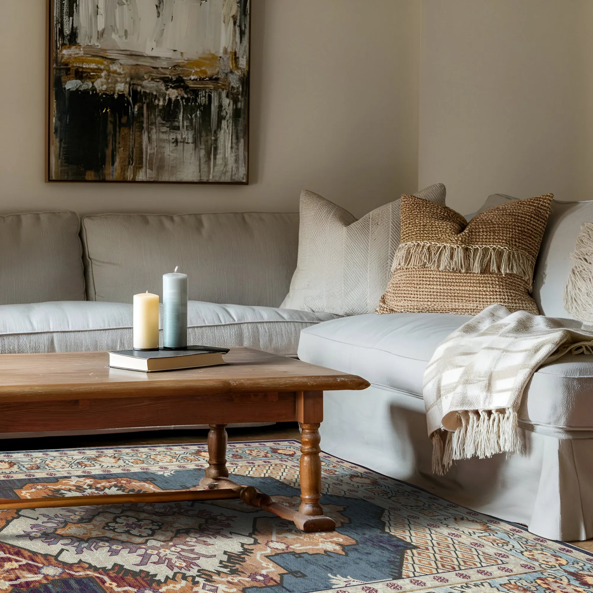 Atlas Slate Diamond Medallion Teppich