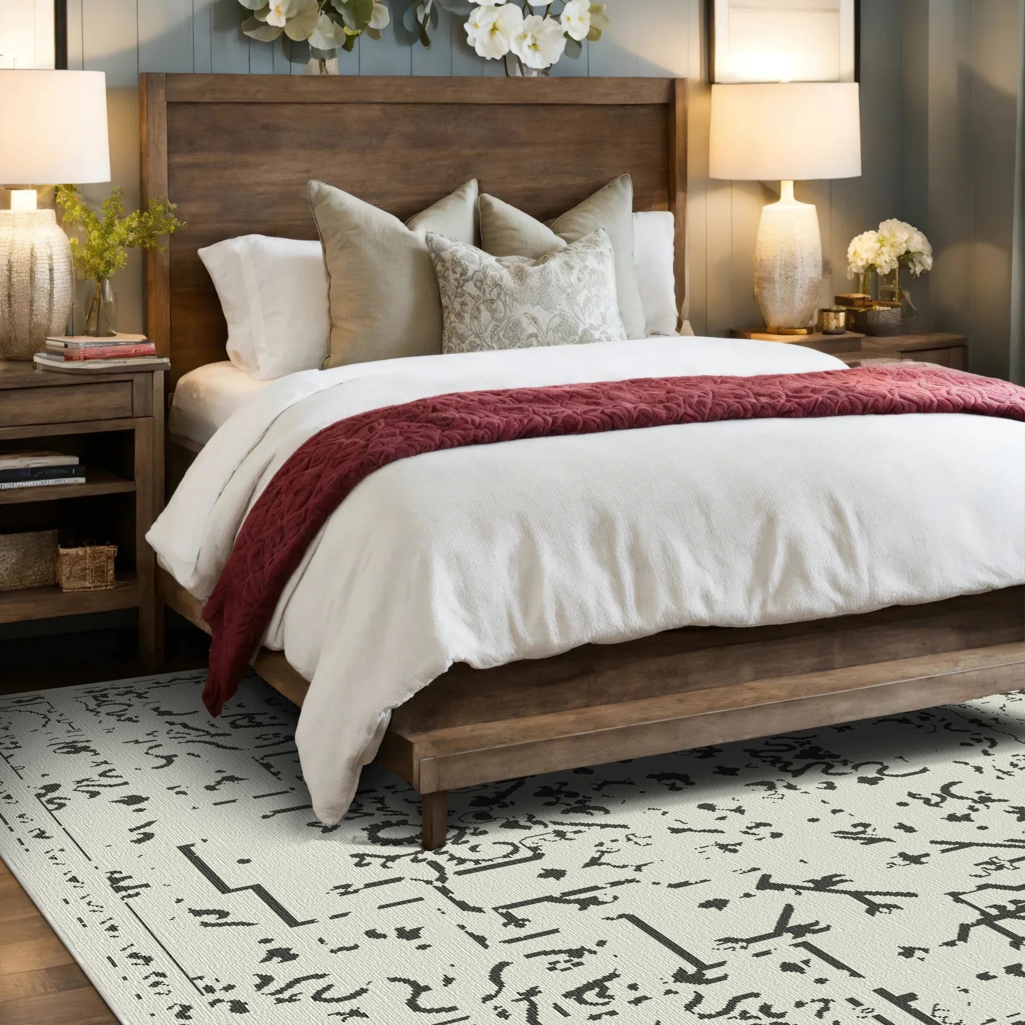 Onyx Cream Emblem Medaillon Teppich