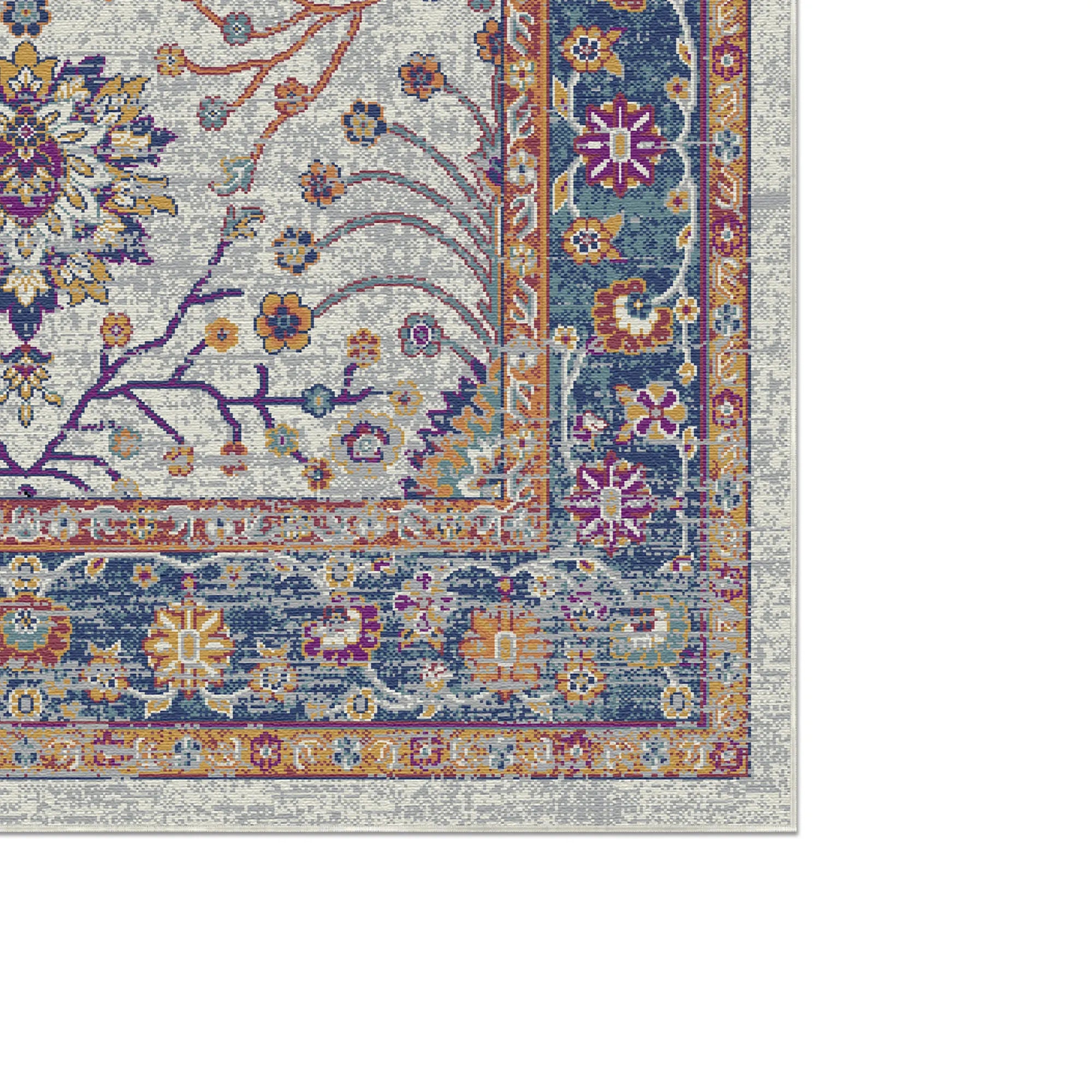 Elara Marinegrau Blumen Teppich