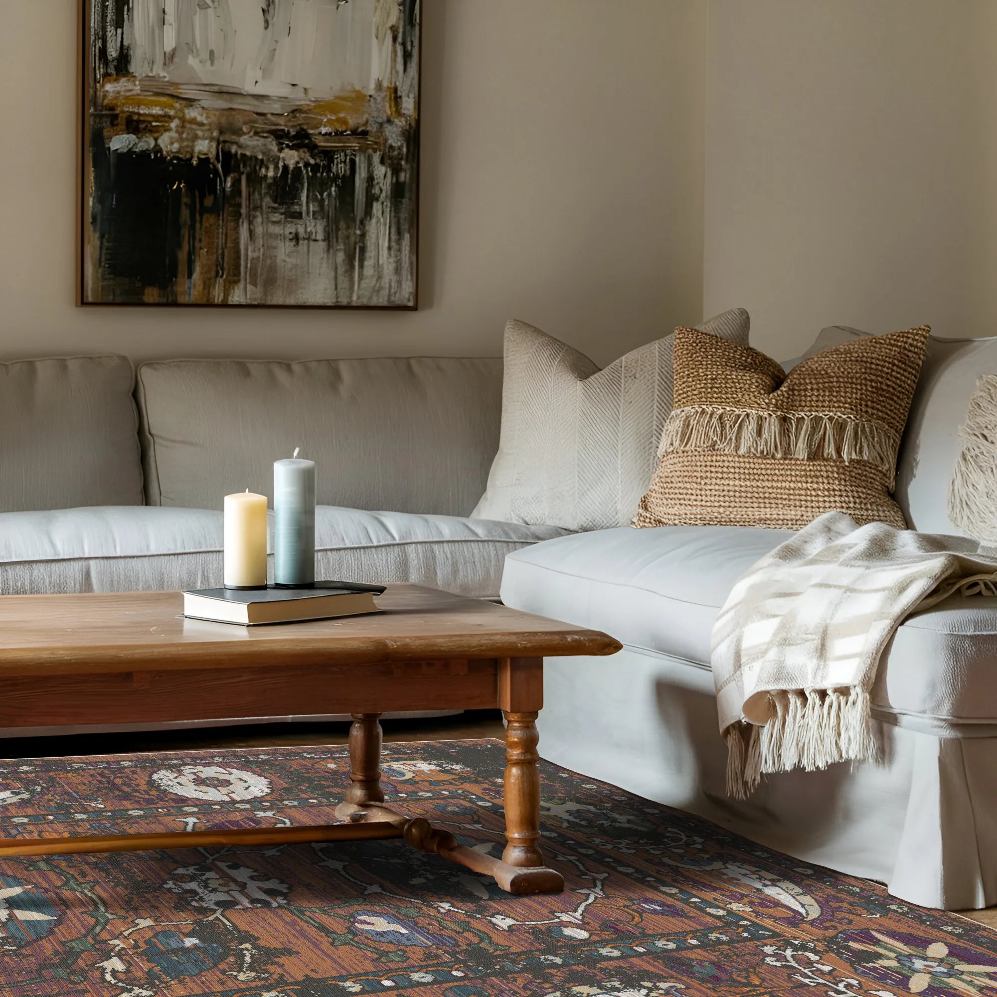 Safranfarbener Lyrischer Botanischer Teppich