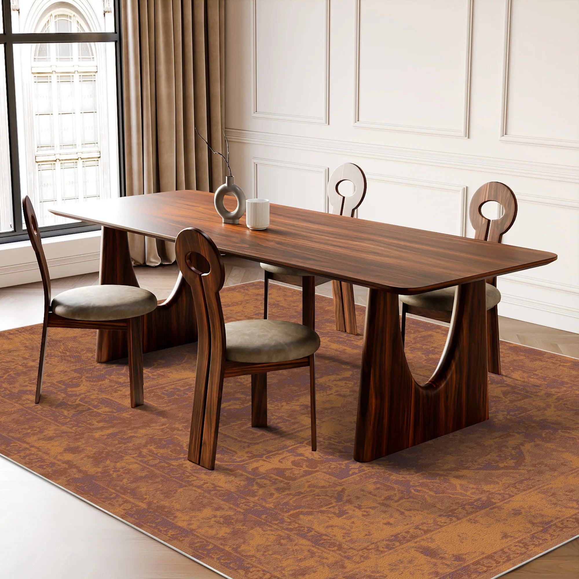 Amber Glow Erased Medallion Teppich