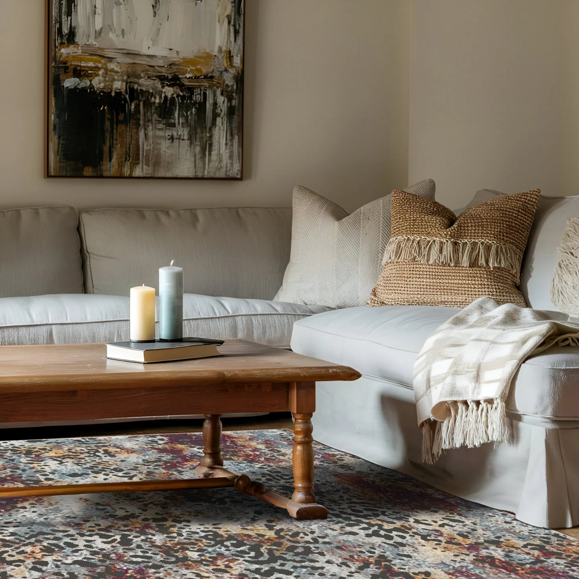 Gepunkteter Abstrakter Teppich zur Sonnenwende