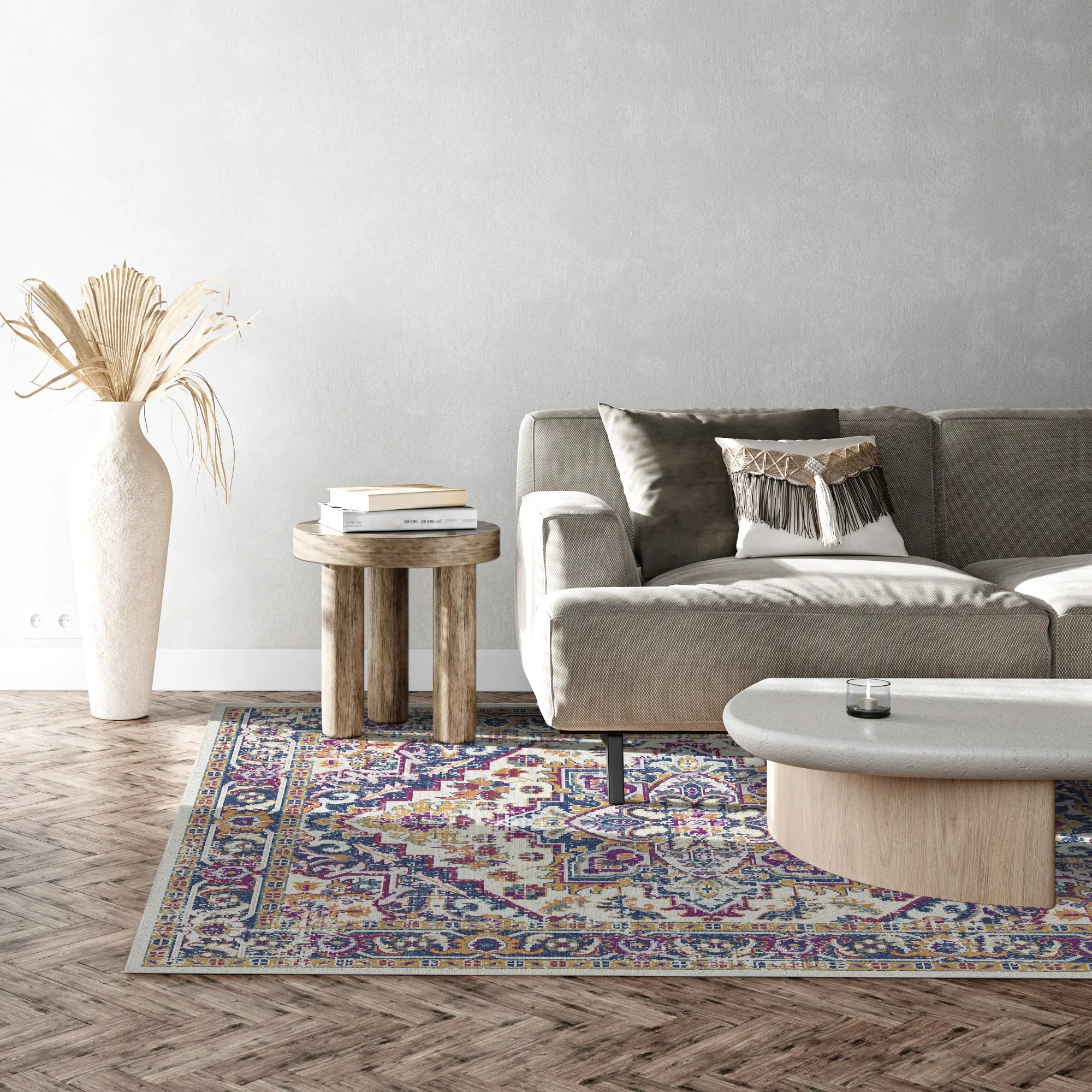 Saphir Orchidee Vintage Waschbarer Teppich