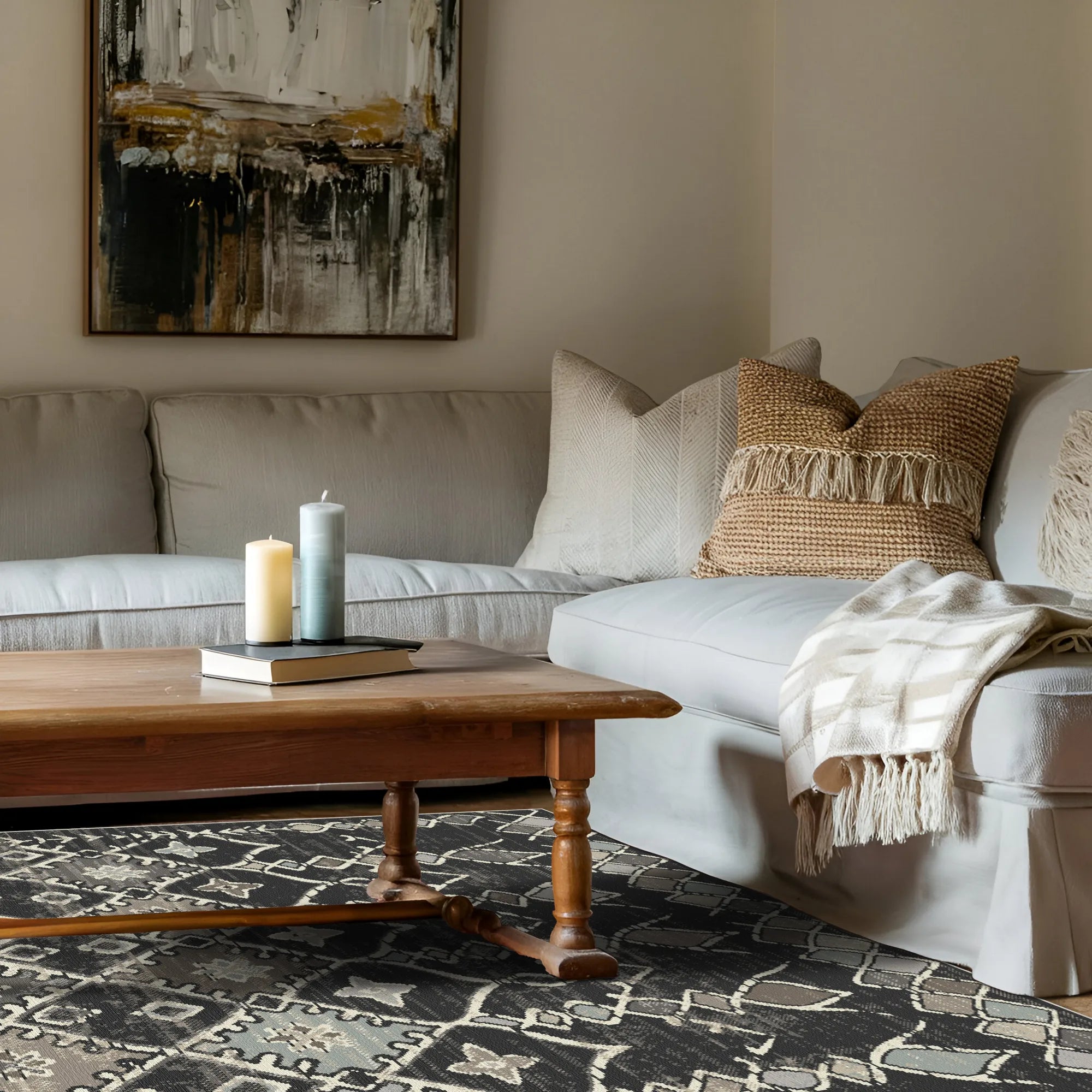 Waschbarer Teppich im Maya Nacht Stammesstil