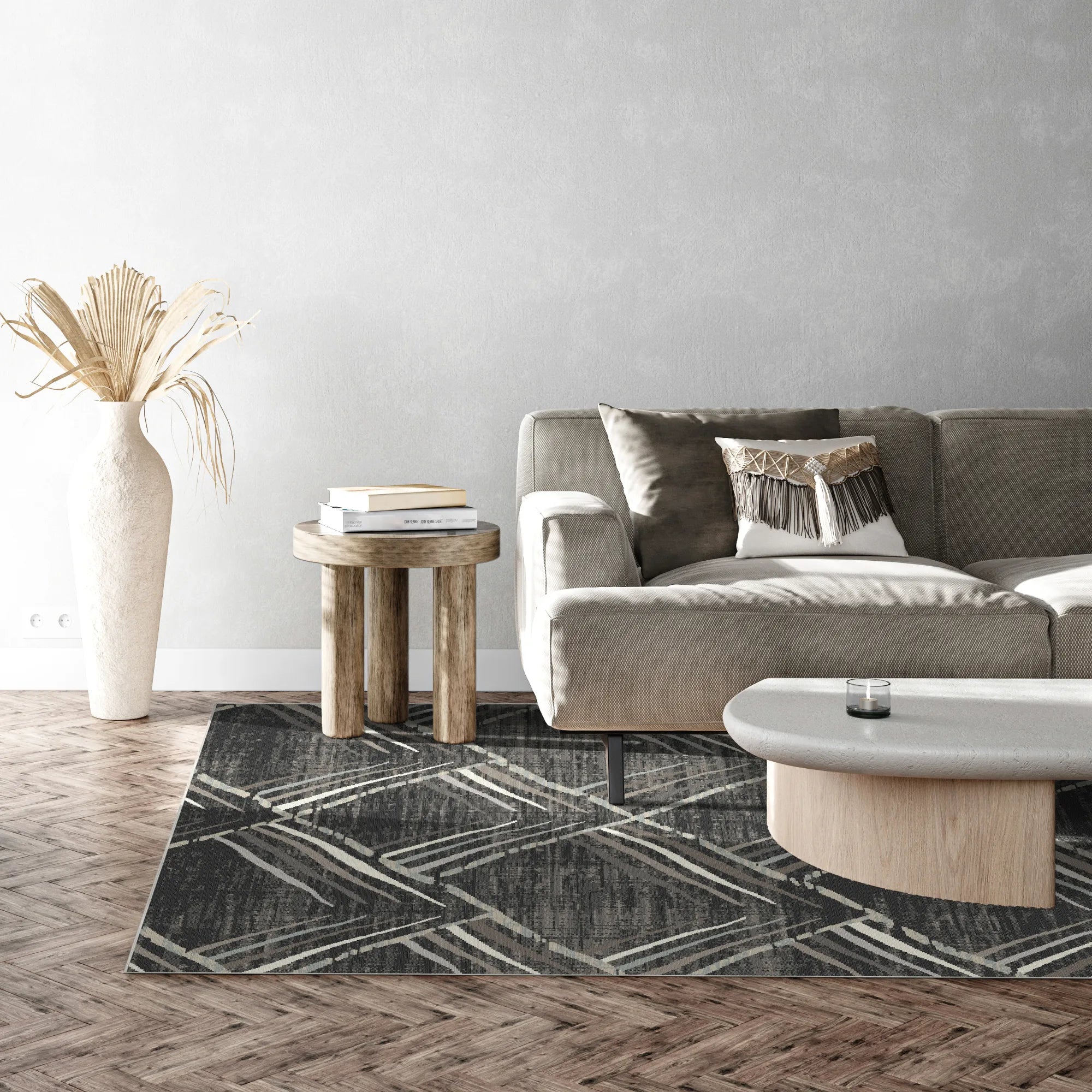 Graphit Skizze Geometrischer Waschbarer Teppich