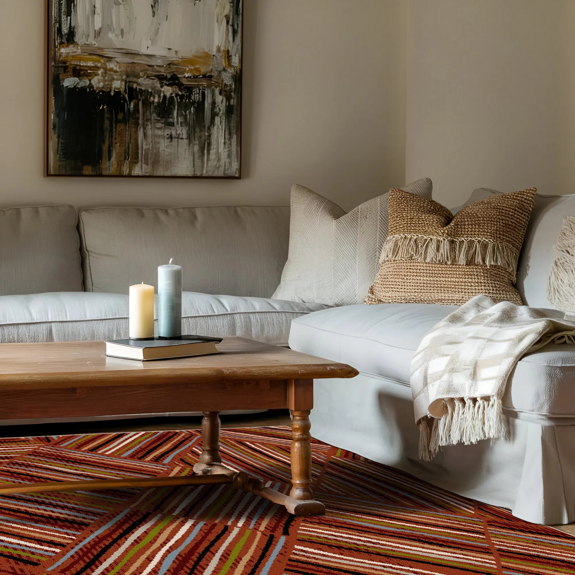 Bergen Rost Linear Waschbarer Teppich