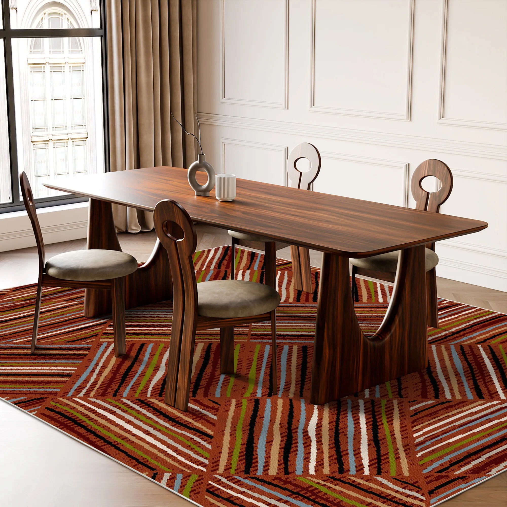 Bergen Rost Linear Waschbarer Teppich