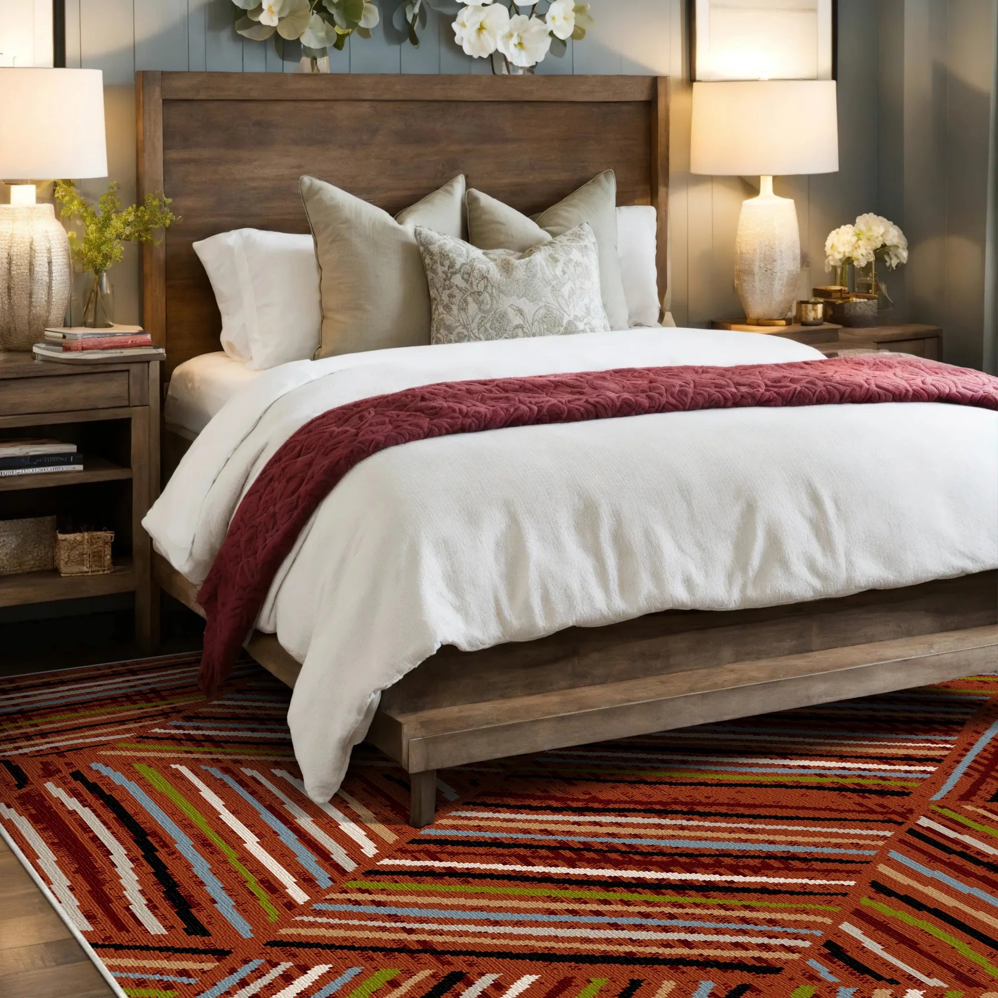 Bergen Rost Linear Waschbarer Teppich