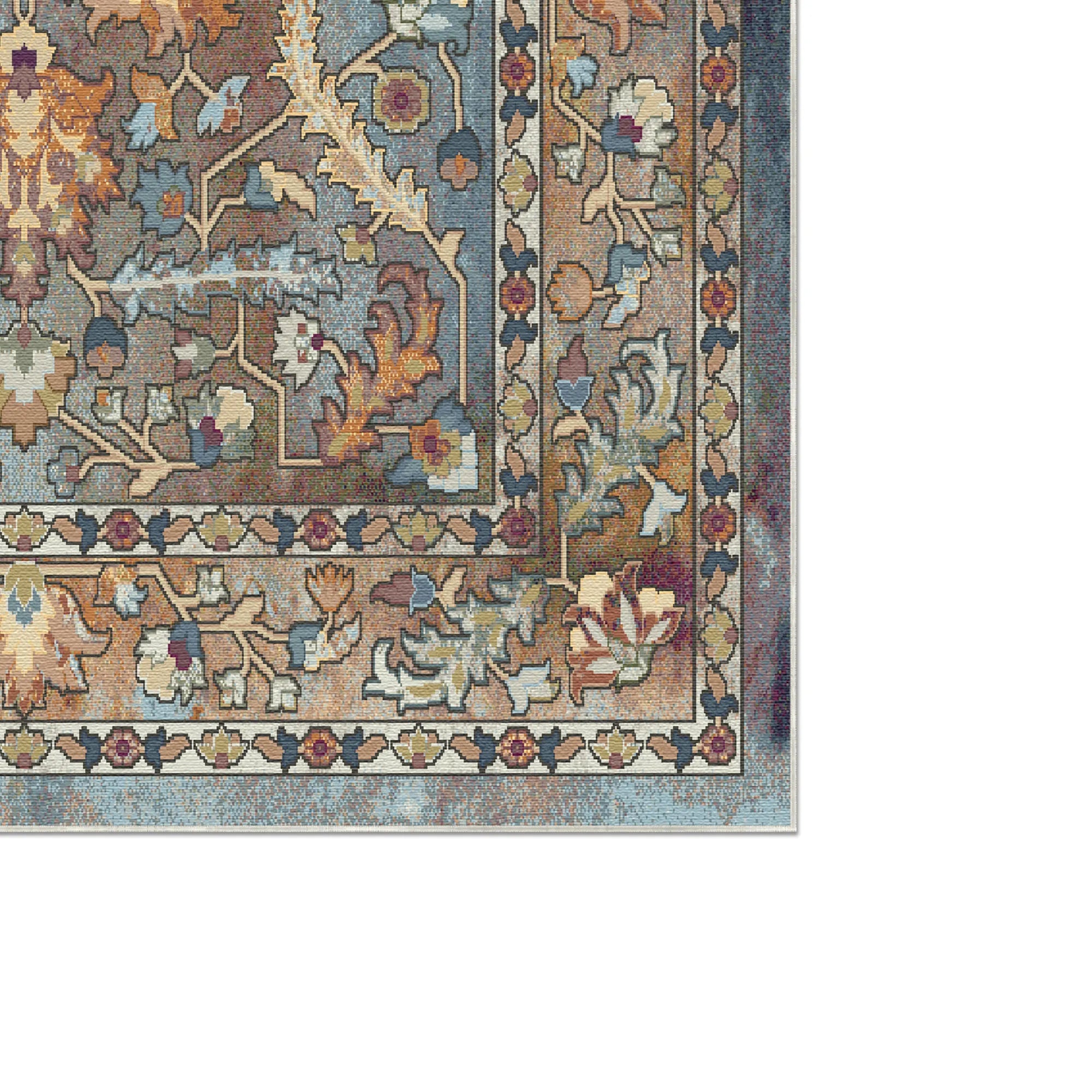 Azur Echo Antiker Blumen-Teppich
